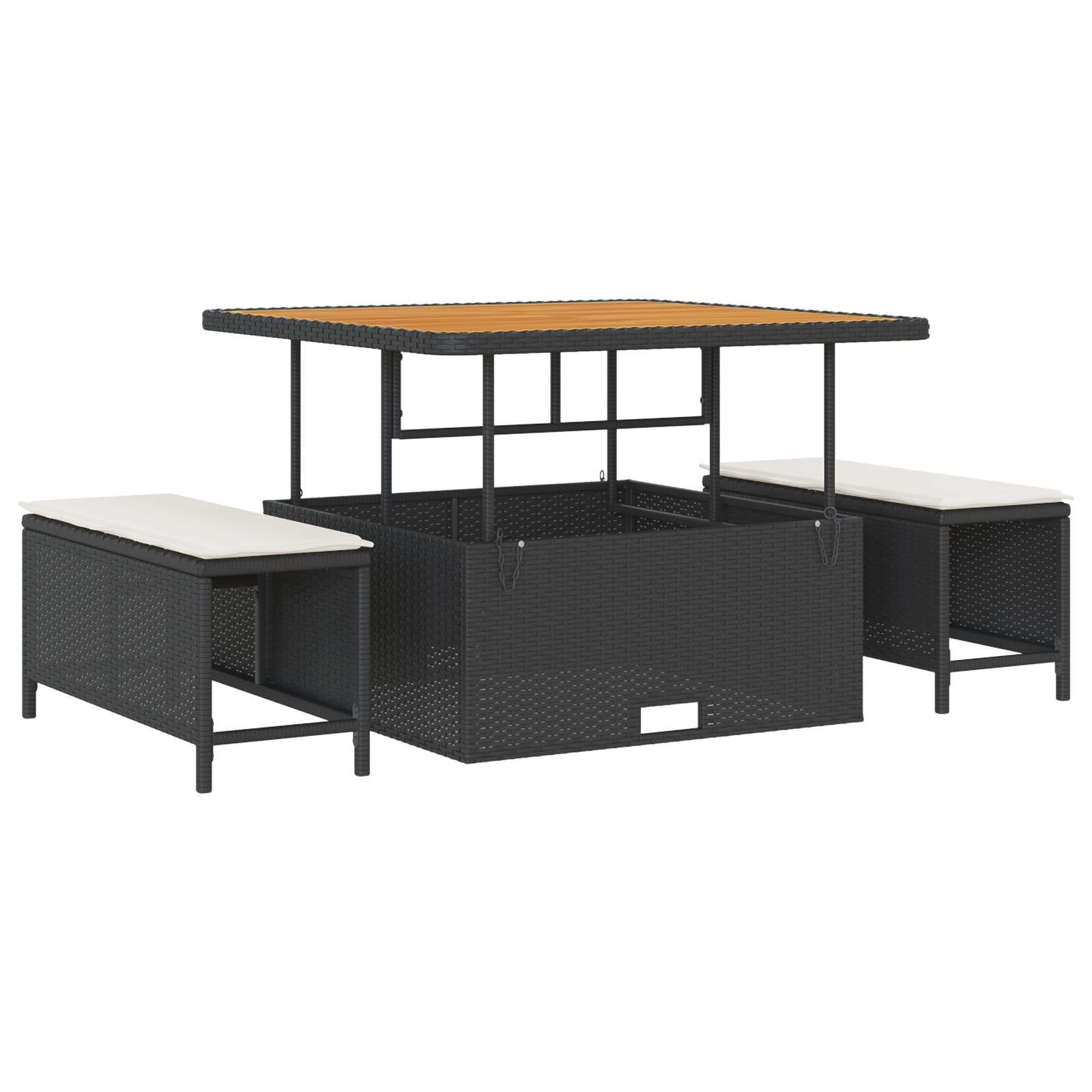 vidaXL Set de canapele pentru grădină cu pernă 14 pcs negru și crem