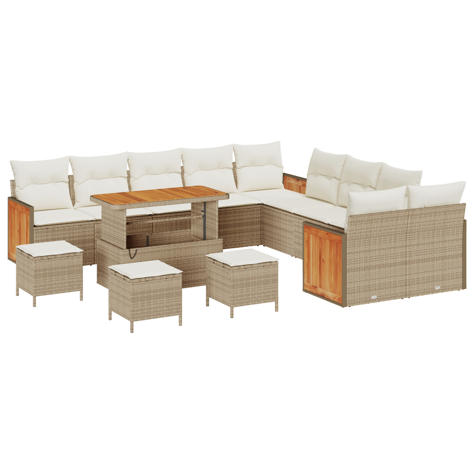 vidaXL Set de canapele pentru grădină cu pernă 14 pcs bej și crem
