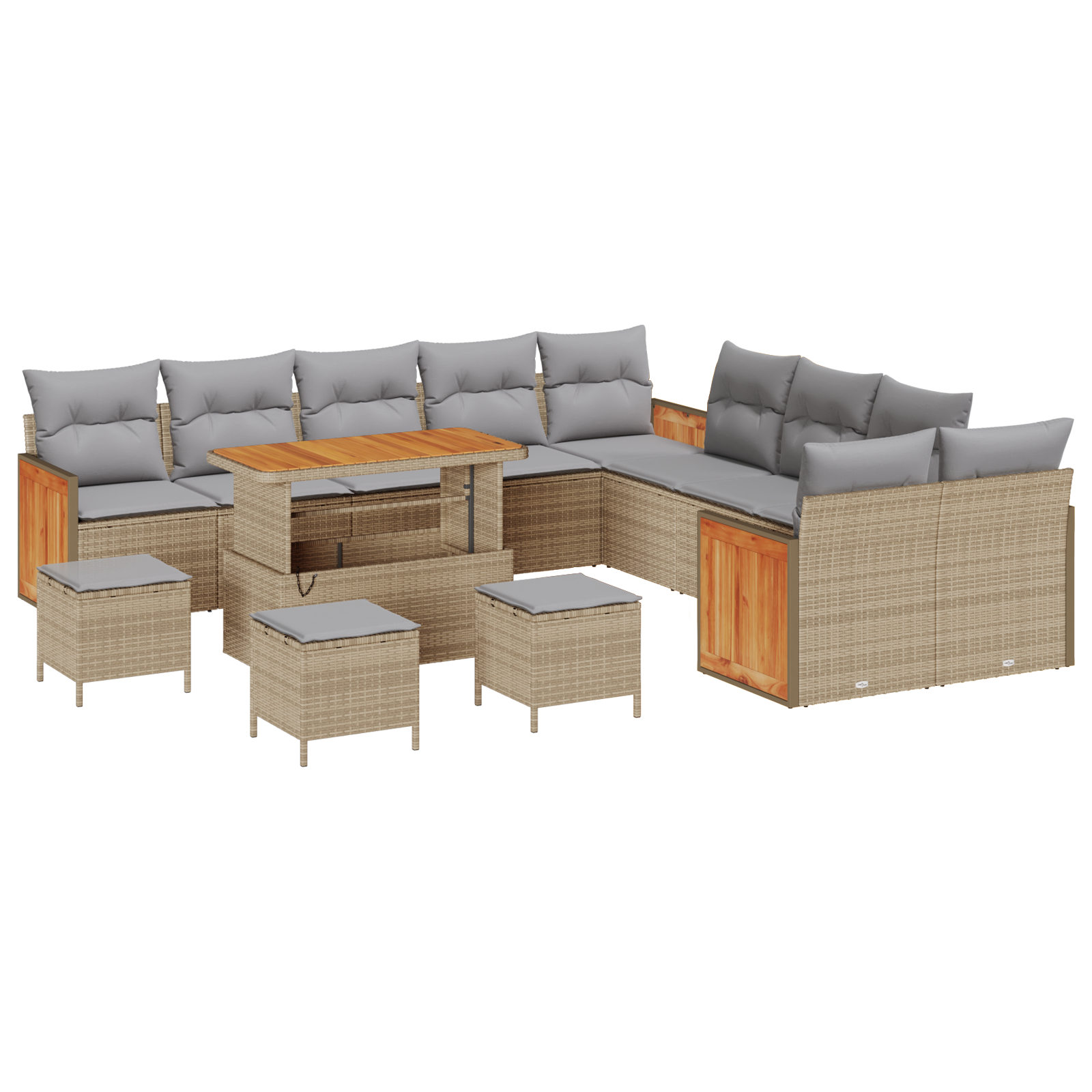 vidaXL Set de canapele pentru grădină 14 pcs bej și gri deschis