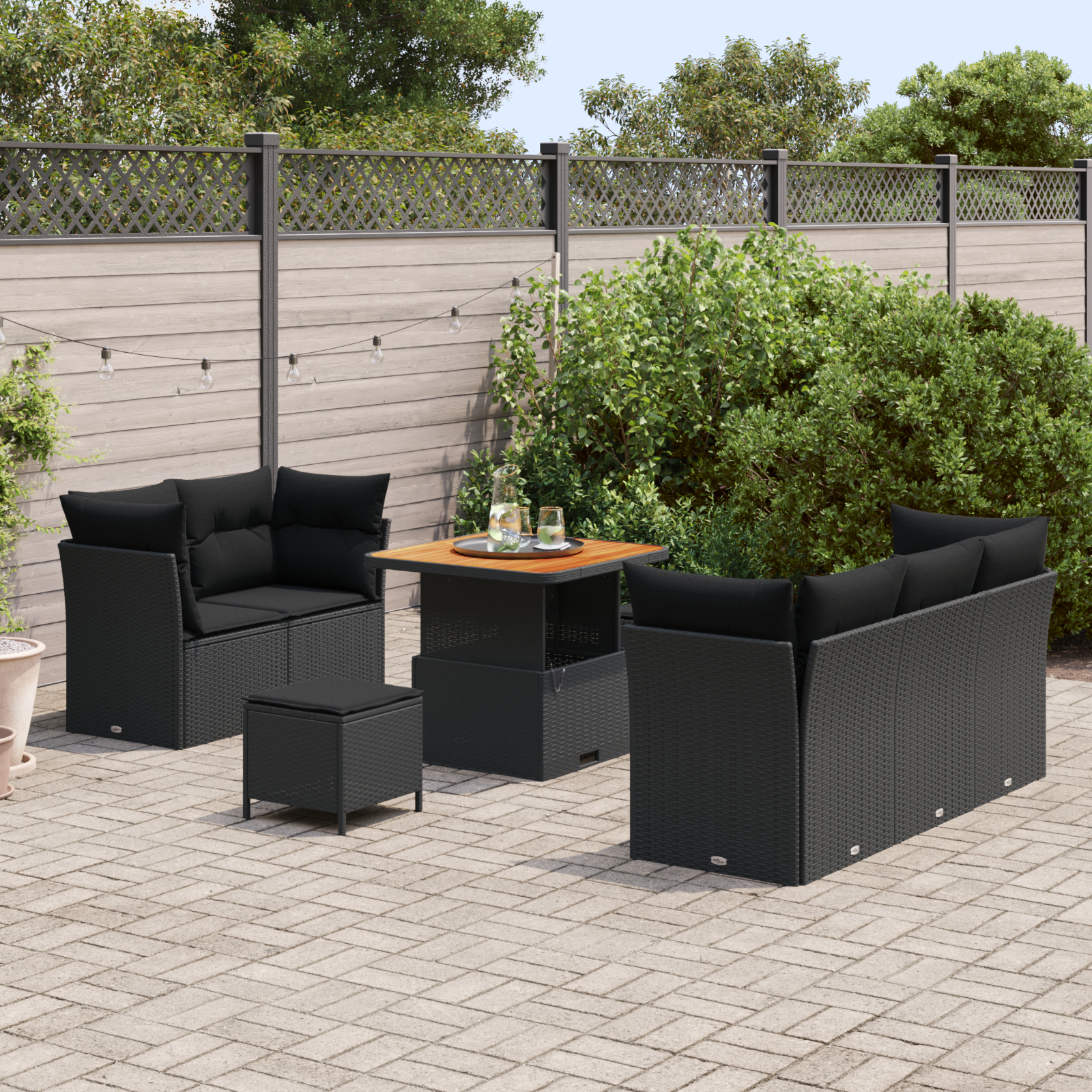 vidaXL Set de canapele pentru grădină 8 pcs Negru 80 x 80 x 71 cm