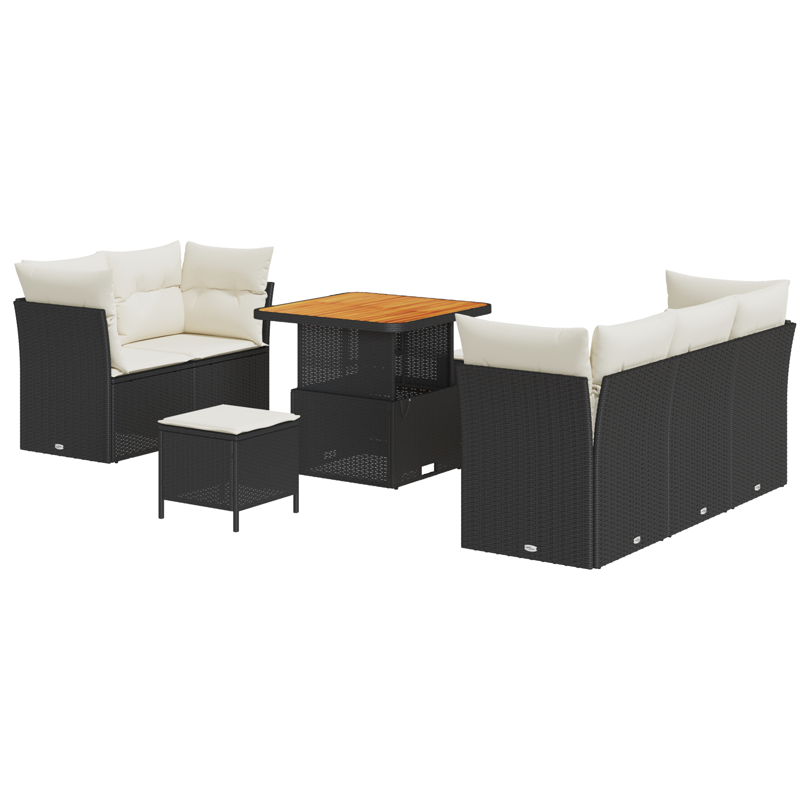 vidaXL Set de canapele pentru grădină cu pernă 8 pcs negru și crem