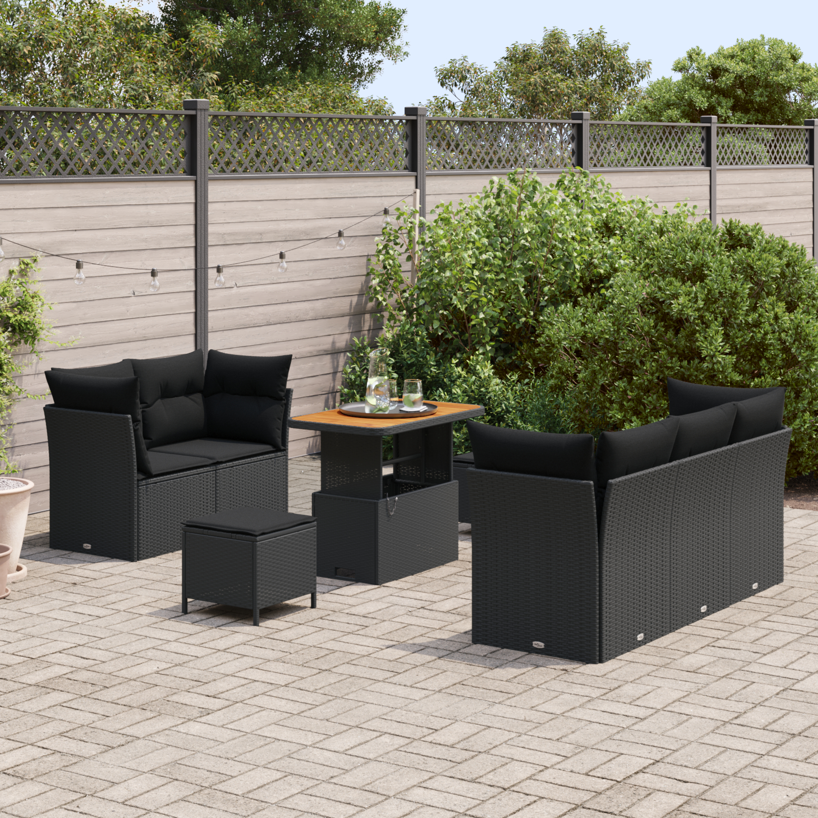 vidaXL Set de canapele pentru grădină 8 pcs Negru 90 x 55 x 71 cm