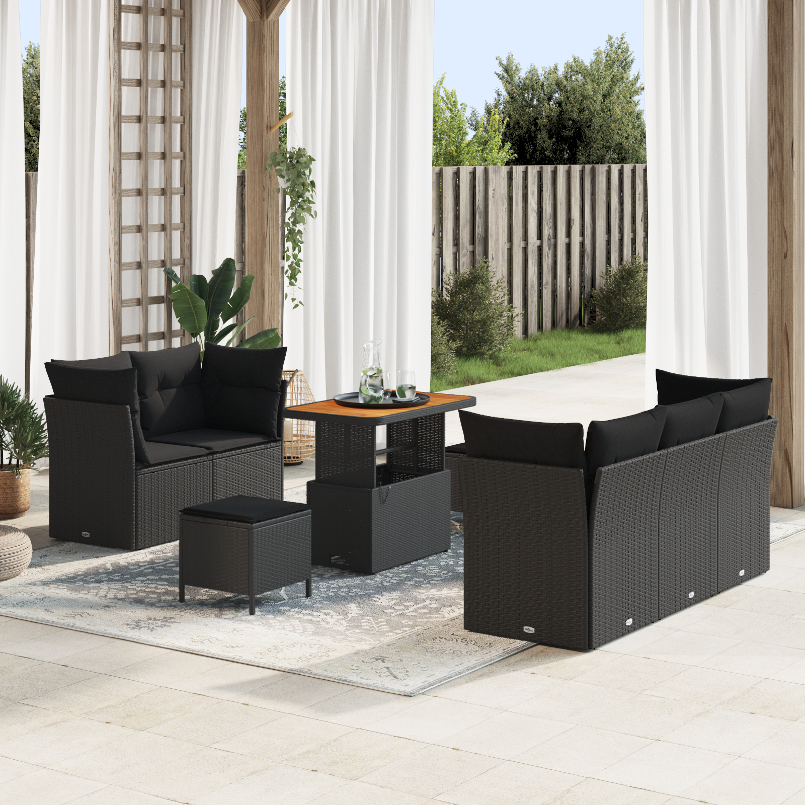 vidaXL Set de canapele pentru grădină 8 pcs Negru 90 x 55 x 71 cm