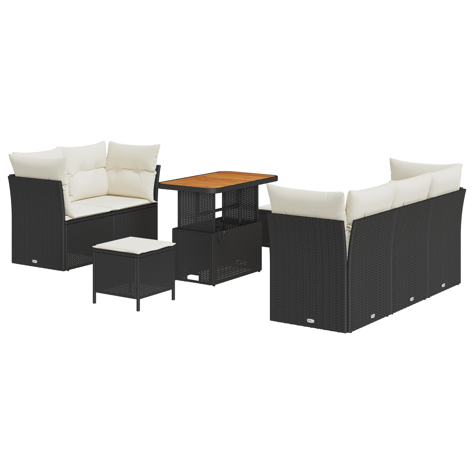 vidaXL Set de canapele pentru grădină cu pernă 8 pcs negru și crem