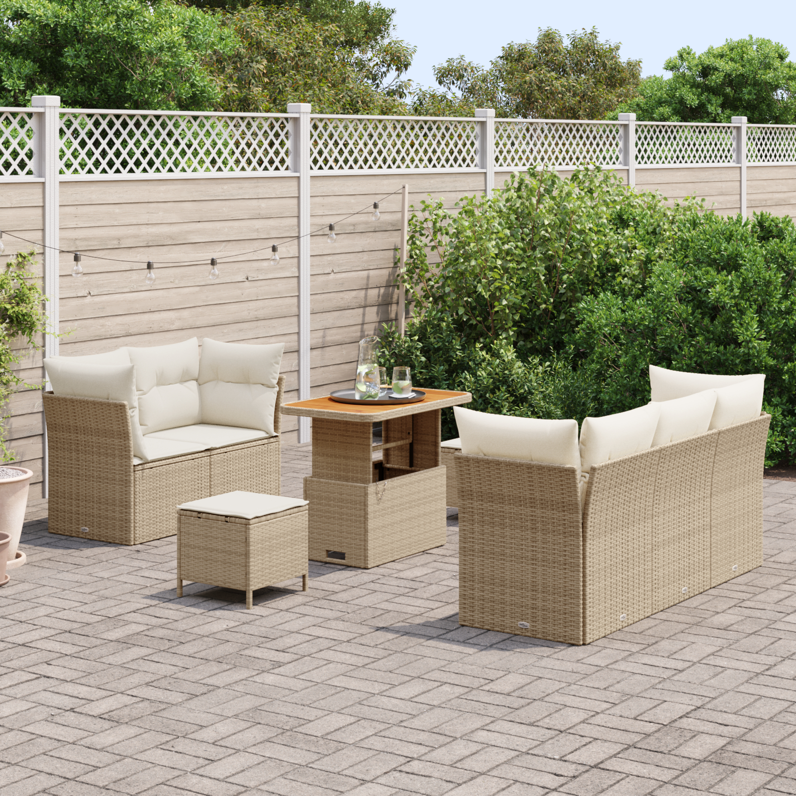 vidaXL Set de canapele pentru grădină cu pernă 8 pcs bej și crem
