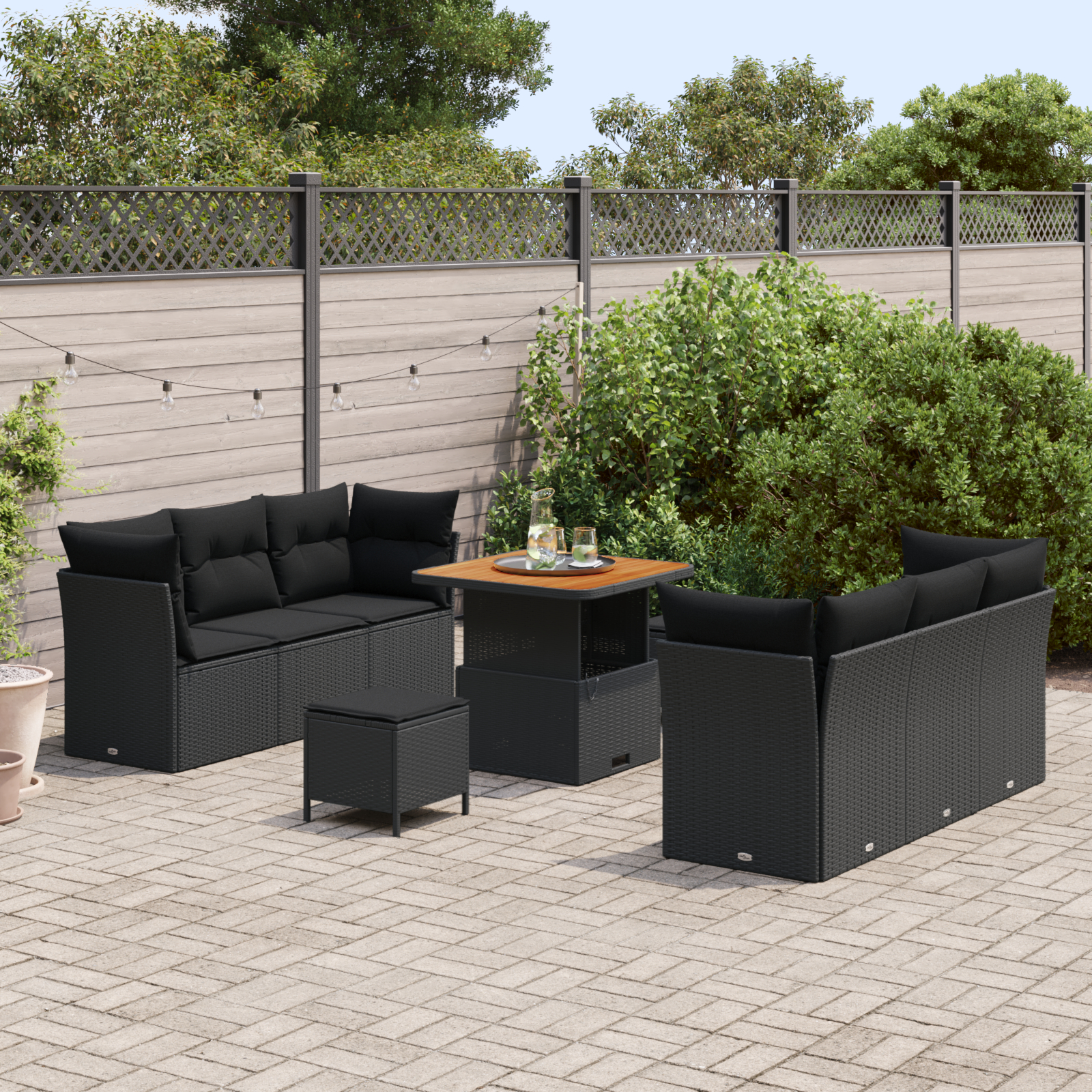 vidaXL Set de canapele pentru grădină 9 pcs Negru 80 x 80 x 71 cm vidaXL Set de canapele pentru grădină 9 pcs Negru 80 x 80 x 71 cm