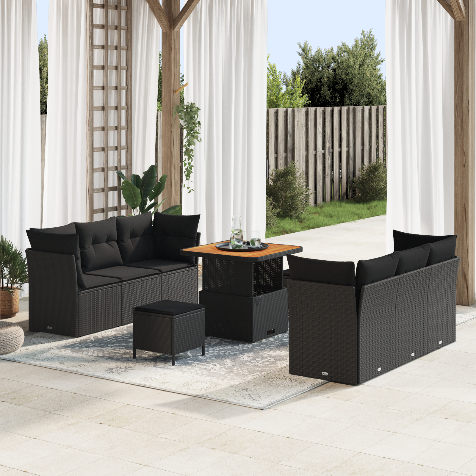 vidaXL Set de canapele pentru grădină 9 pcs Negru 80 x 80 x 71 cm vidaXL Set de canapele pentru grădină 9 pcs Negru 80 x 80 x 71 cm