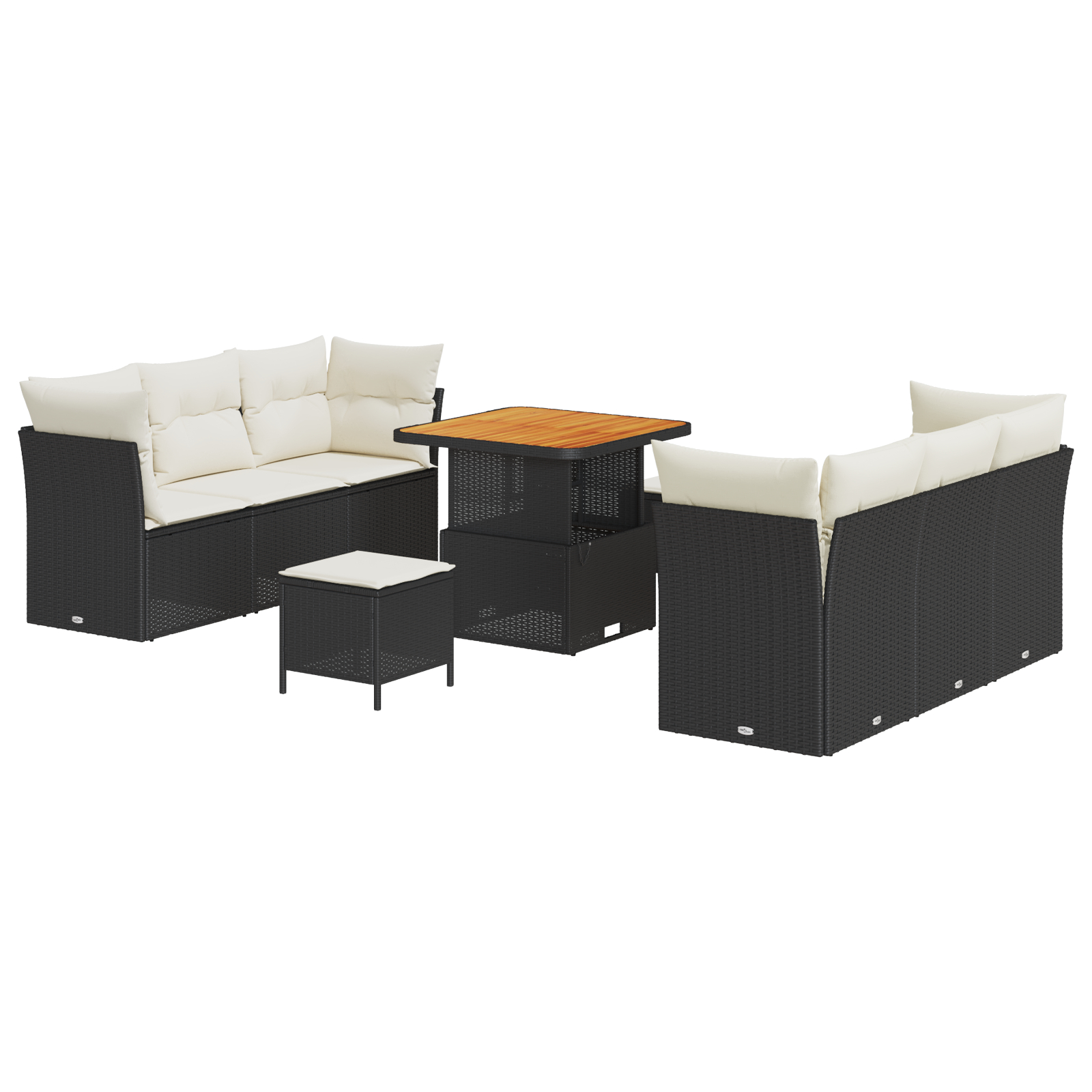 vidaXL Set de canapele pentru grădină cu pernă 9 pcs negru și crem vidaXL Set de canapele pentru grădină cu pernă 9 pcs negru și crem