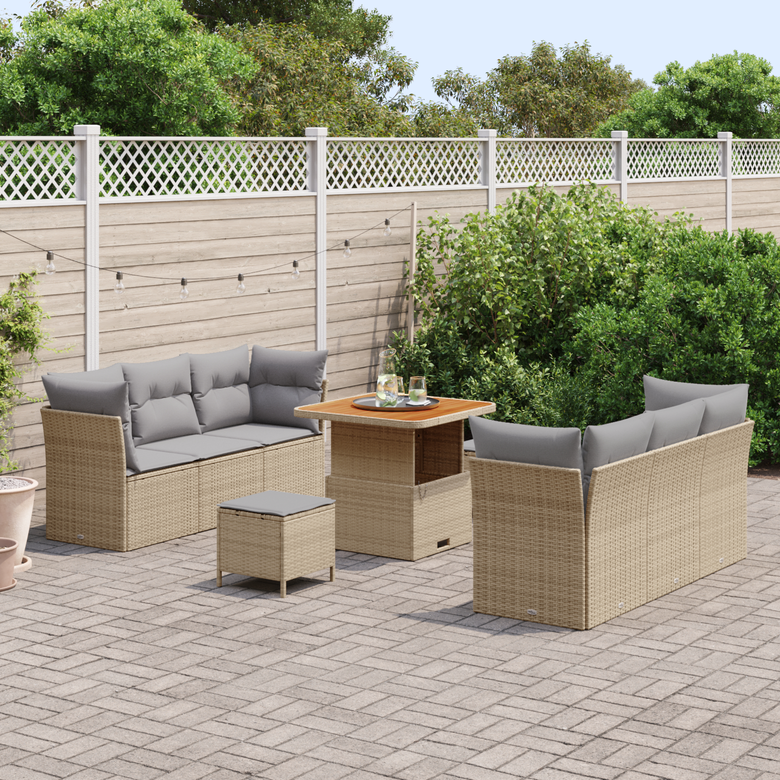 vidaXL Set de canapele pentru grădină Manual 9 pcs bej și gri deschis vidaXL Set de canapele pentru grădină Manual 9 pcs bej și gri deschis