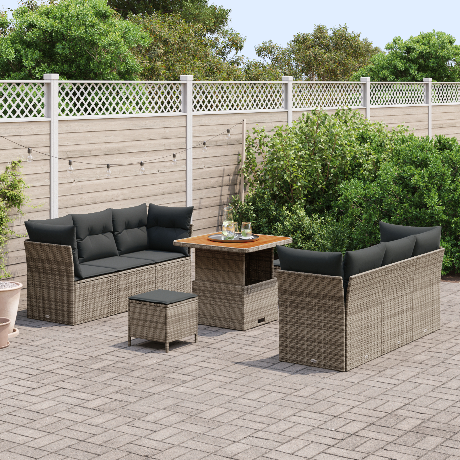 vidaXL Set de canapele pentru grădină Manual 9 pcs Gri 80 x 80 x 71 cm vidaXL Set de canapele pentru grădină Manual 9 pcs Gri 80 x 80 x 71 cm