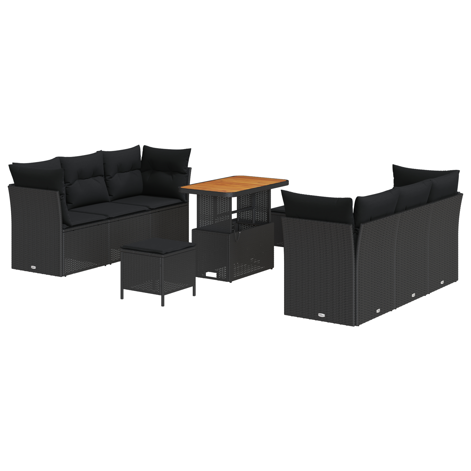 vidaXL Set de canapele pentru grădină 9 pcs Negru 90 x 55 x 71 cm vidaXL Set de canapele pentru grădină 9 pcs Negru 90 x 55 x 71 cm