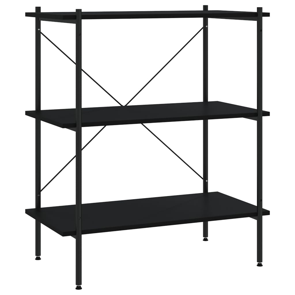vidaXL Unitate cu rafturi pe 3 niveluri, negru, 80x40x92 cm vidaXL Unitate cu rafturi pe 3 niveluri, negru, 80x40x92 cm