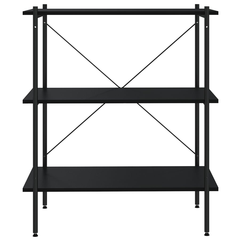 vidaXL Unitate cu rafturi pe 3 niveluri, negru, 80x40x92 cm vidaXL Unitate cu rafturi pe 3 niveluri, negru, 80x40x92 cm