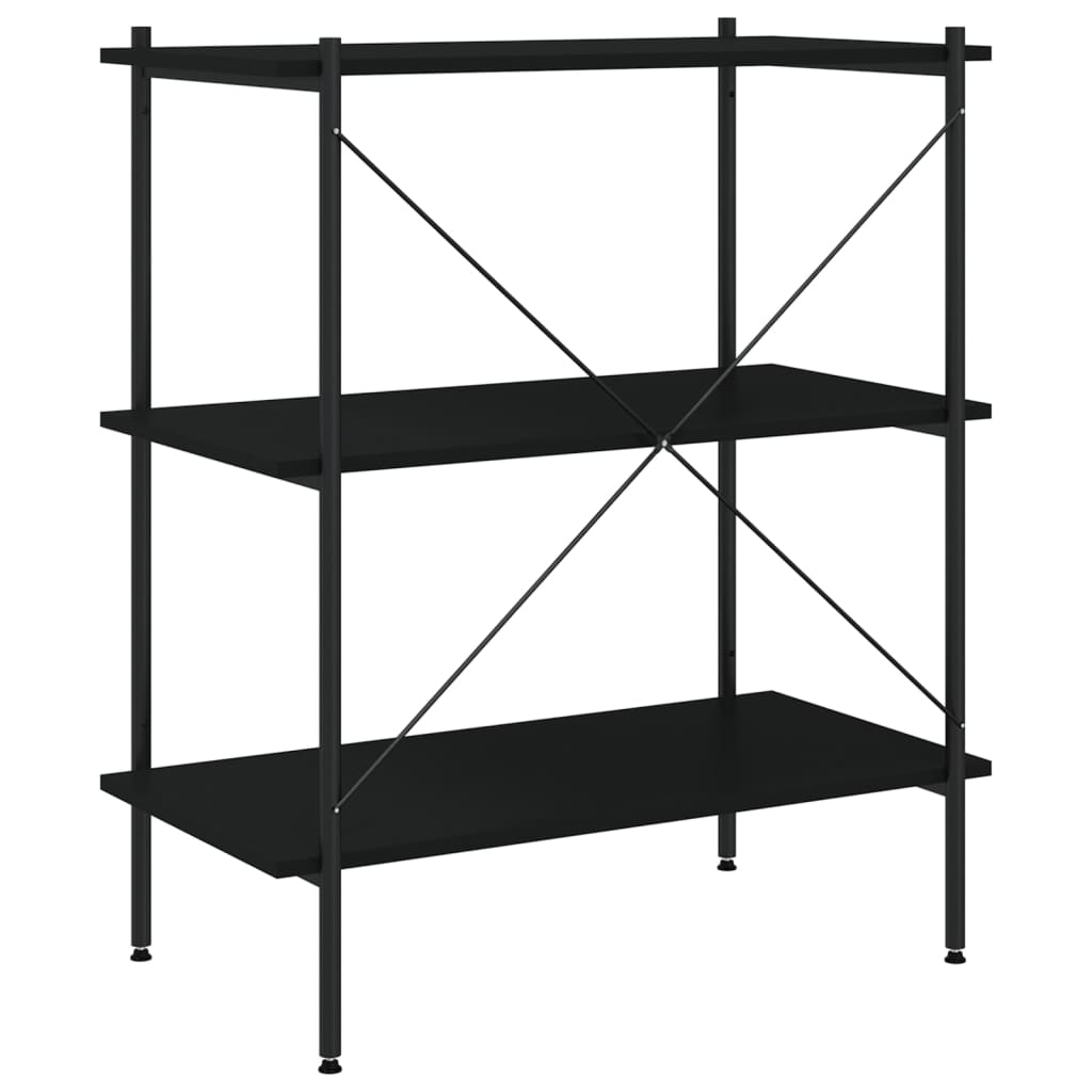 vidaXL Unitate cu rafturi pe 3 niveluri, negru, 80x40x92 cm vidaXL Unitate cu rafturi pe 3 niveluri, negru, 80x40x92 cm