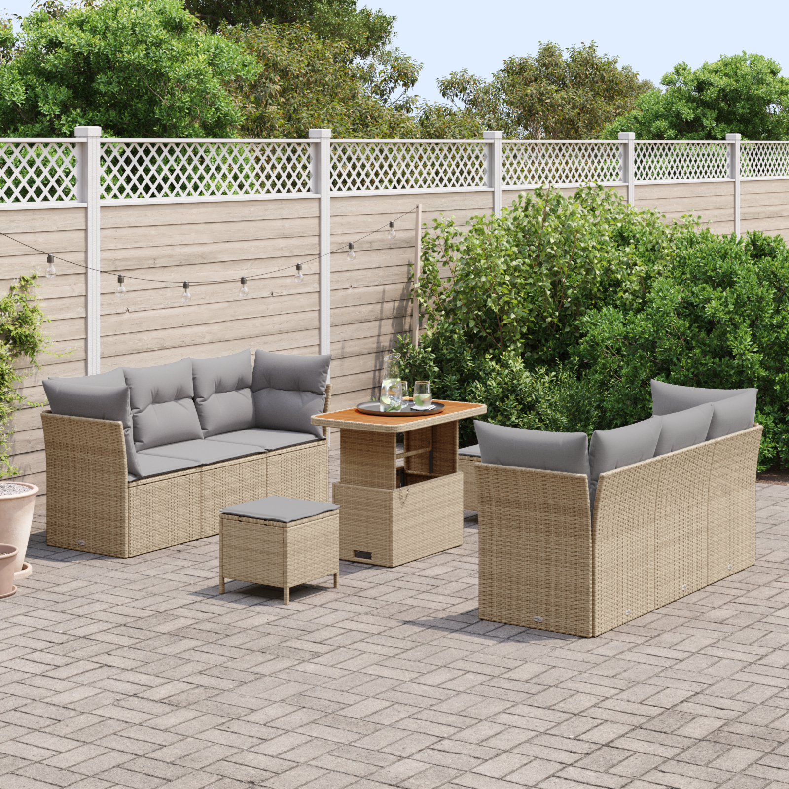 vidaXL Set de canapele pentru grădină Manual 9 pcs bej și gri deschis vidaXL Set de canapele pentru grădină Manual 9 pcs bej și gri deschis