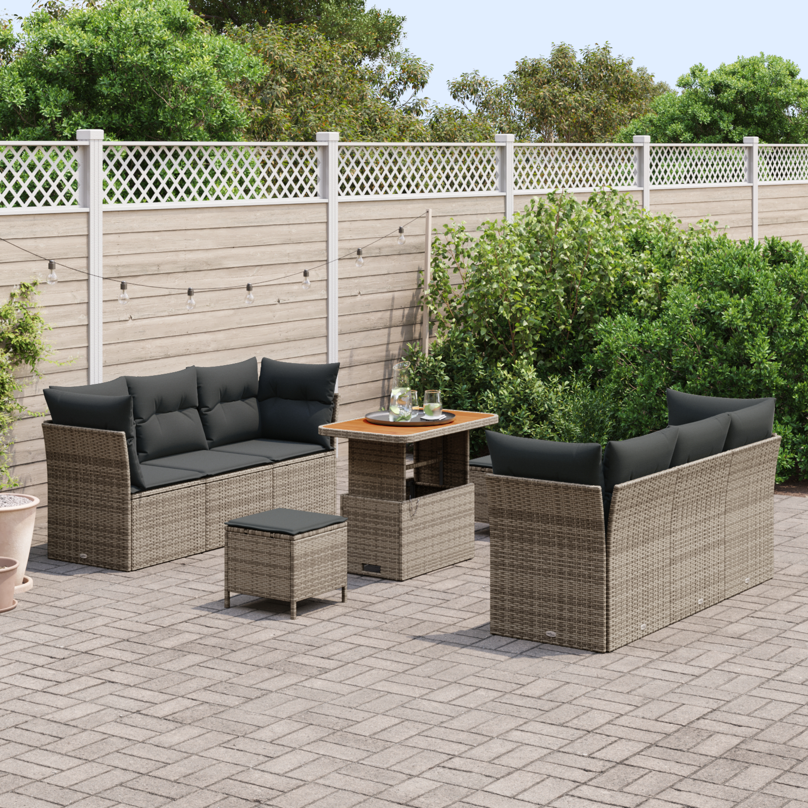 vidaXL Set de canapele pentru grădină Manual 9 pcs Gri 90 x 55 x 71 cm vidaXL Set de canapele pentru grădină Manual 9 pcs Gri 90 x 55 x 71 cm