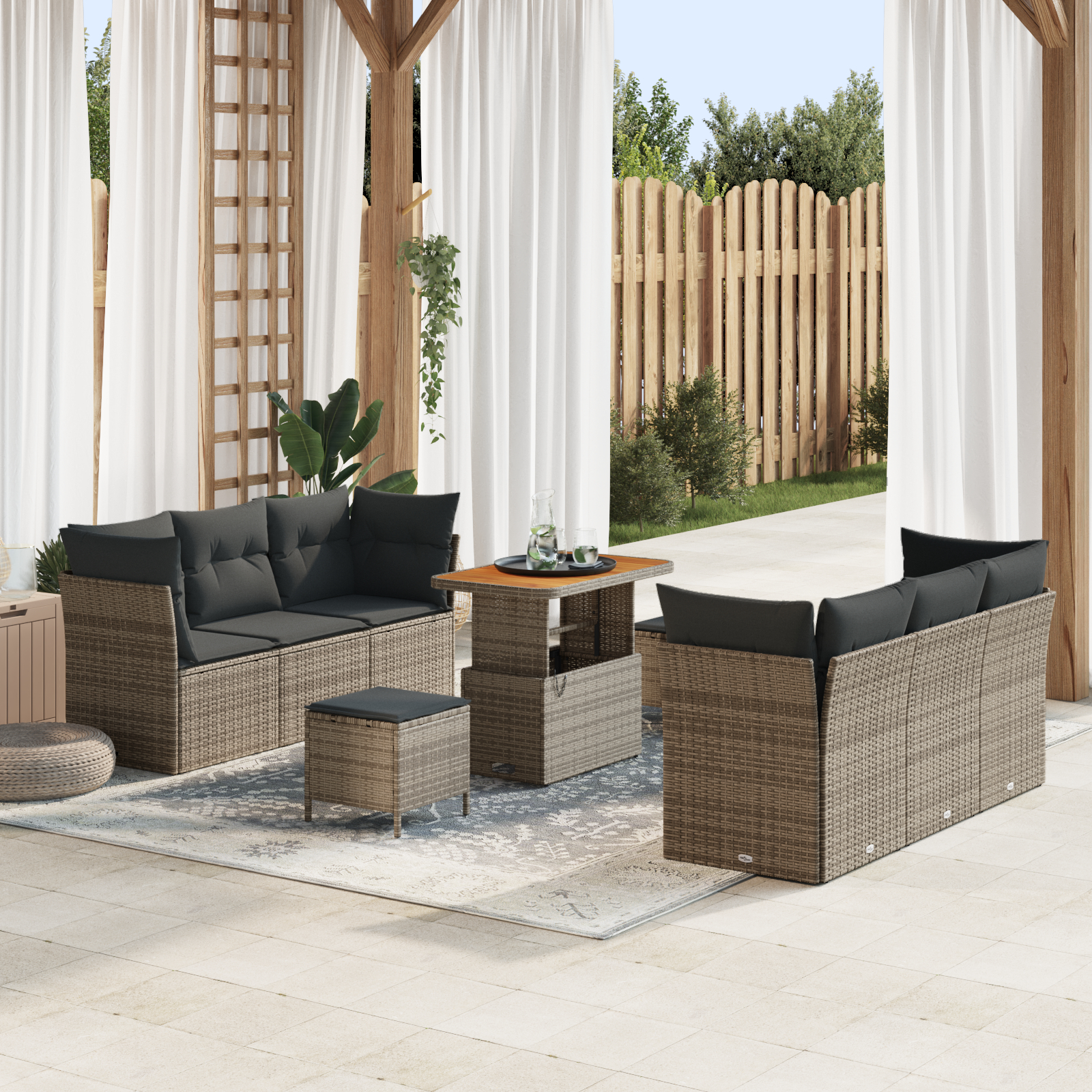 vidaXL Set de canapele pentru grădină Manual 9 pcs Gri 90 x 55 x 71 cm vidaXL Set de canapele pentru grădină Manual 9 pcs Gri 90 x 55 x 71 cm