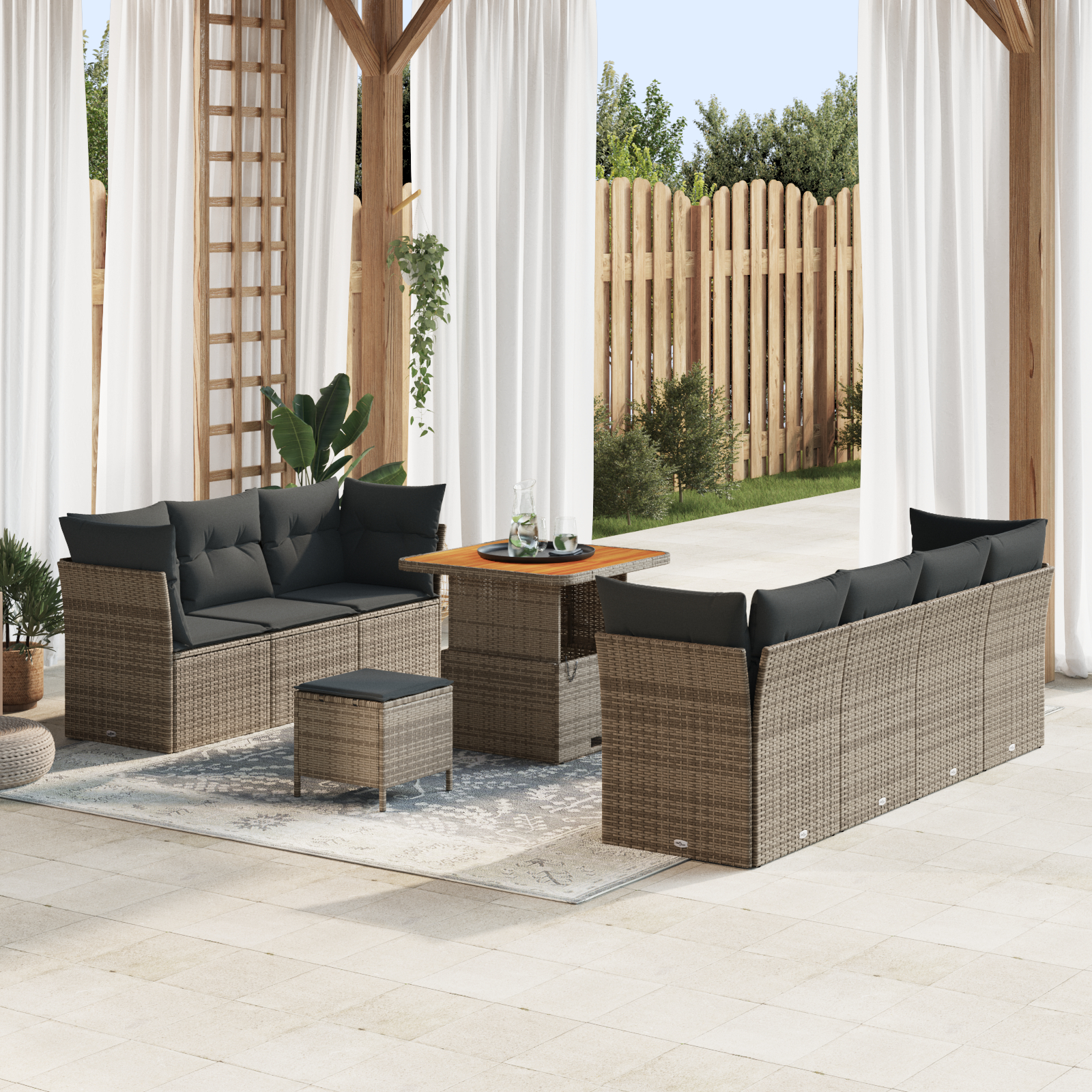 vidaXL Set de canapele pentru grădină 10 pcs Gri 80 x 80 x 71 cm vidaXL Set de canapele pentru grădină 10 pcs Gri 80 x 80 x 71 cm