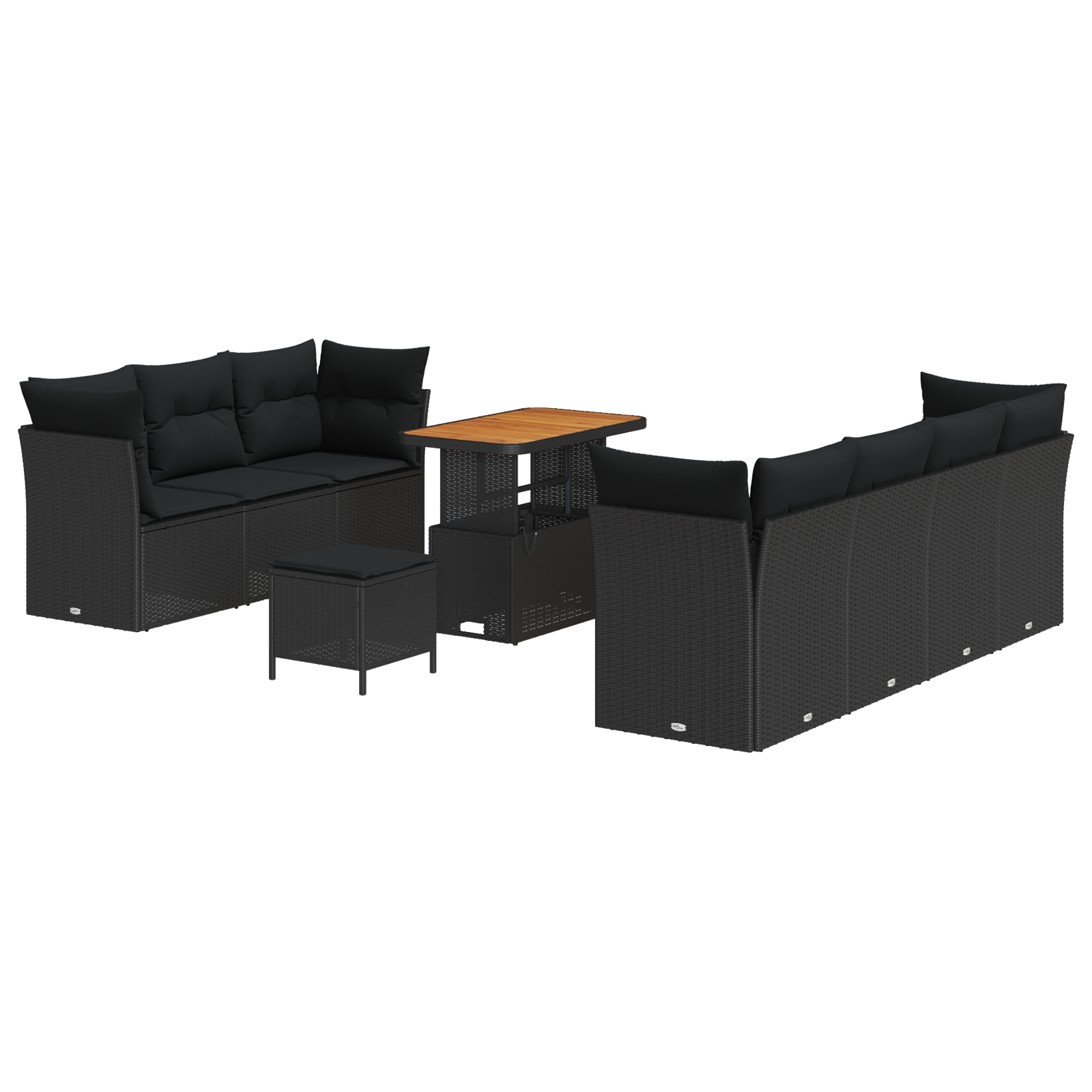 vidaXL Set de canapele pentru grădină 10 pcs Negru 90 x 55 x 71 cm vidaXL Set de canapele pentru grădină 10 pcs Negru 90 x 55 x 71 cm