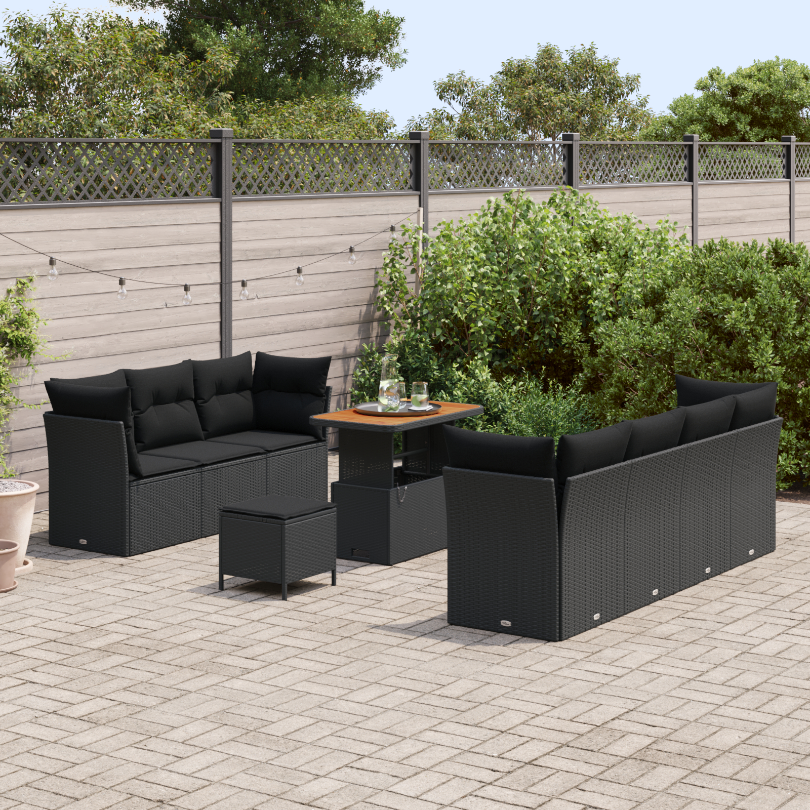 vidaXL Set de canapele pentru grădină 10 pcs Negru 90 x 55 x 71 cm vidaXL Set de canapele pentru grădină 10 pcs Negru 90 x 55 x 71 cm