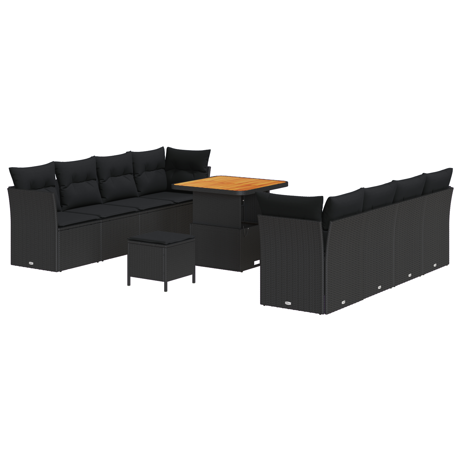 vidaXL Set de canapele pentru grădină 11 pcs Negru 80 x 80 x 71 cm