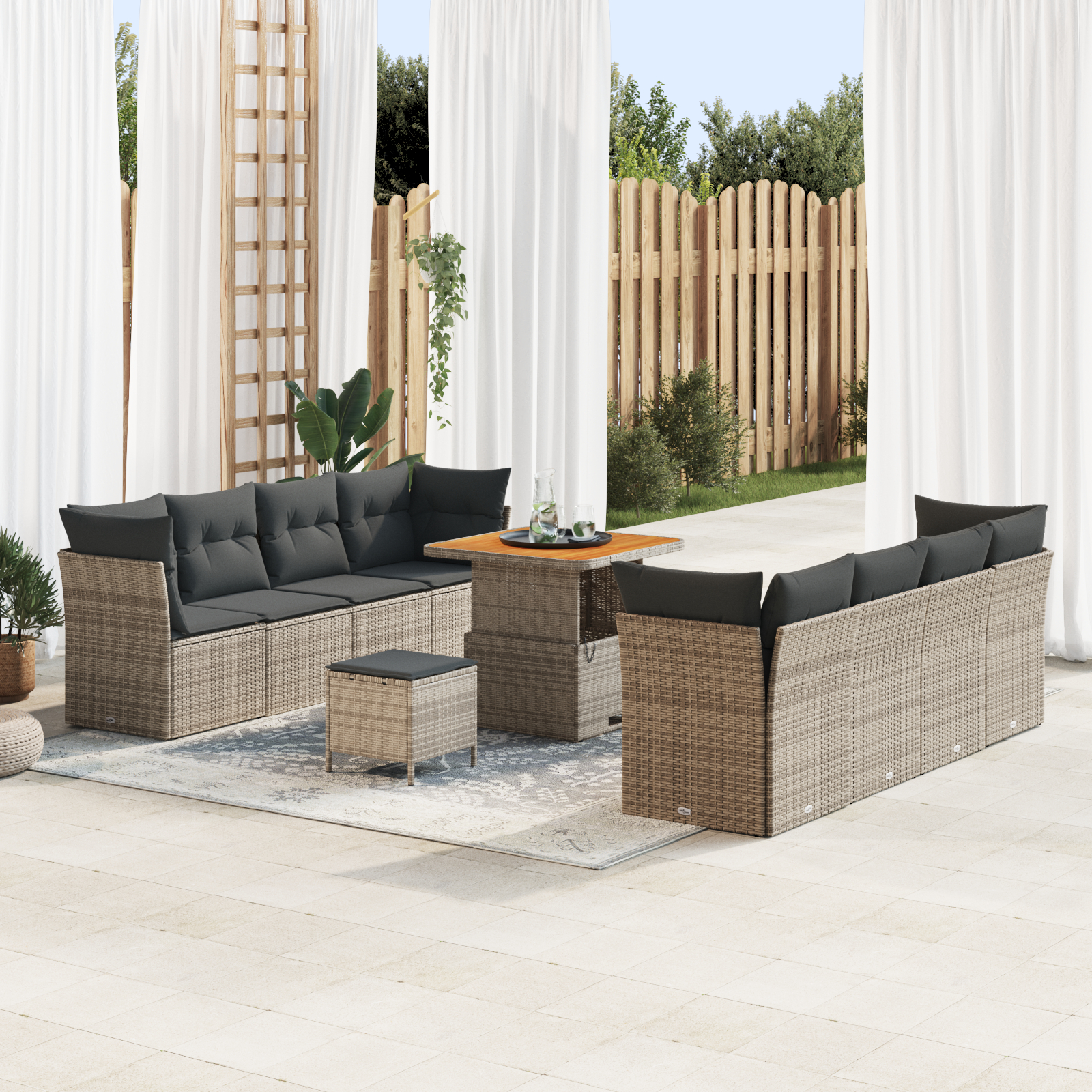 vidaXL Set de canapele pentru grădină 11 pcs Gri 80 x 80 x 71 cm