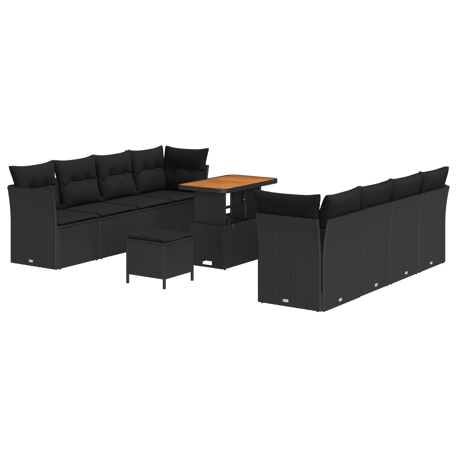 vidaXL Set de canapele pentru grădină 11 pcs Negru 90 x 55 x 71 cm