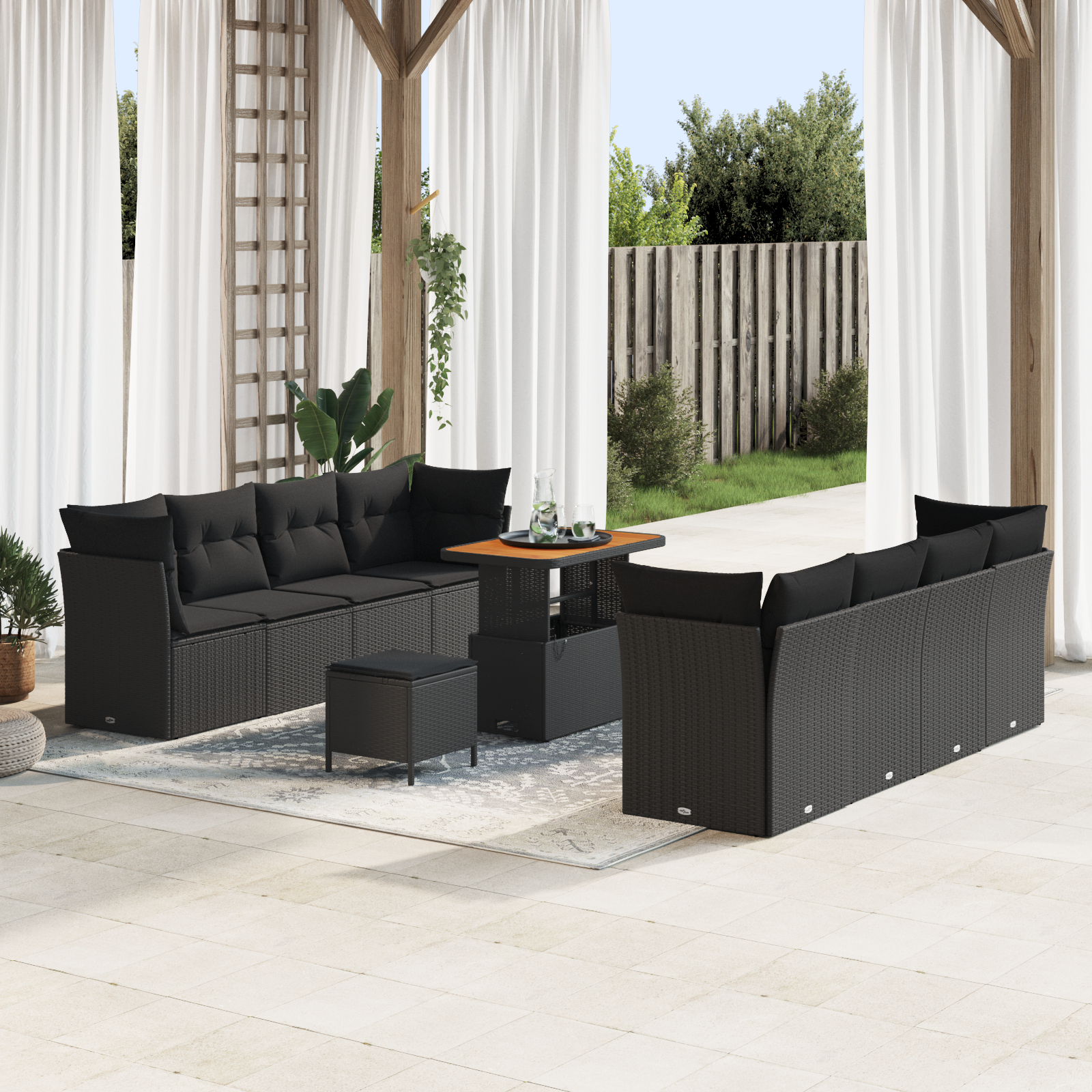 vidaXL Set de canapele pentru grădină 11 pcs Negru 90 x 55 x 71 cm