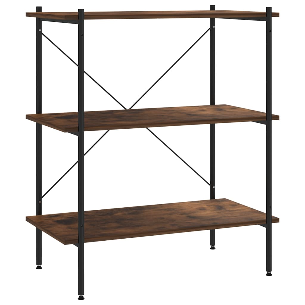vidaXL Unitate cu rafturi pe 3 niveluri, negru și natural, 80x40x92 cm vidaXL Unitate cu rafturi pe 3 niveluri, negru și natural, 80x40x92 cm