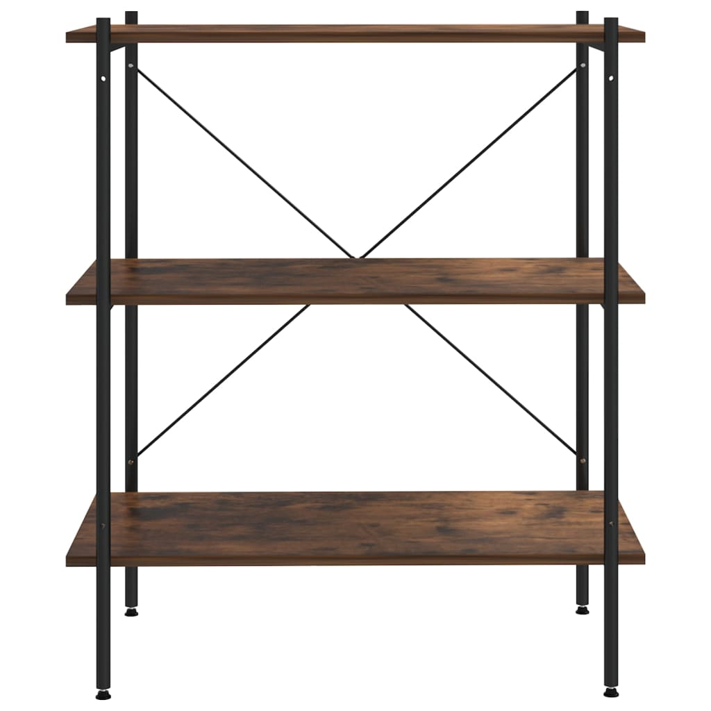 vidaXL Unitate cu rafturi pe 3 niveluri, negru și natural, 80x40x92 cm vidaXL Unitate cu rafturi pe 3 niveluri, negru și natural, 80x40x92 cm