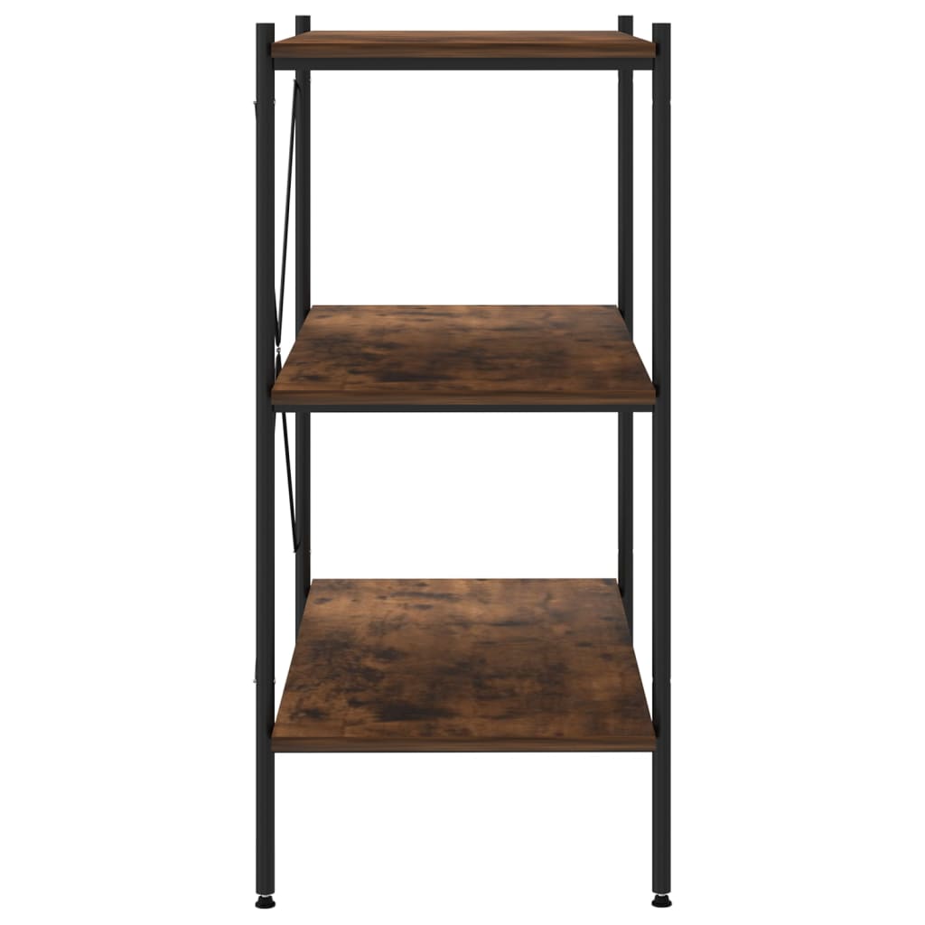 vidaXL Unitate cu rafturi pe 3 niveluri, negru și natural, 80x40x92 cm vidaXL Unitate cu rafturi pe 3 niveluri, negru și natural, 80x40x92 cm