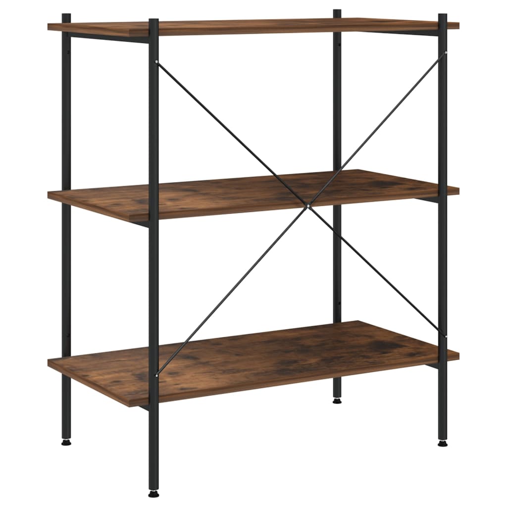 vidaXL Unitate cu rafturi pe 3 niveluri, negru și natural, 80x40x92 cm vidaXL Unitate cu rafturi pe 3 niveluri, negru și natural, 80x40x92 cm