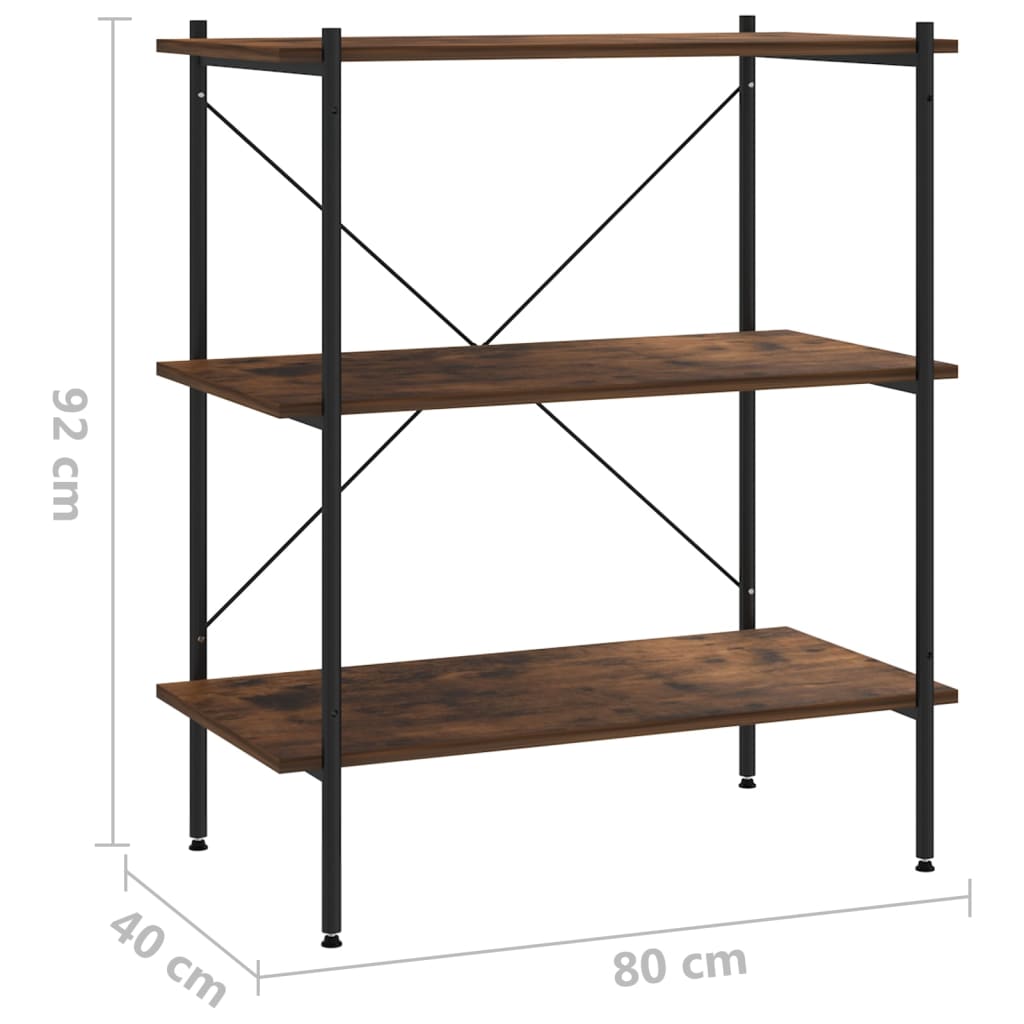 vidaXL Unitate cu rafturi pe 3 niveluri, negru și natural, 80x40x92 cm vidaXL Unitate cu rafturi pe 3 niveluri, negru și natural, 80x40x92 cm