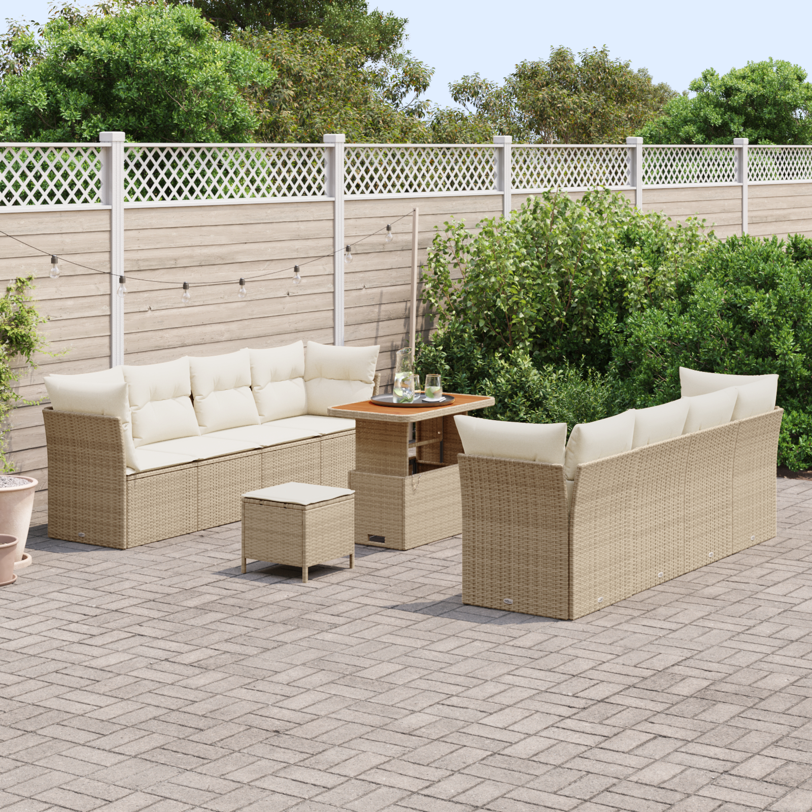 vidaXL Set de canapele pentru grădină cu pernă 11 pcs bej și crem vidaXL Set de canapele pentru grădină cu pernă 11 pcs bej și crem