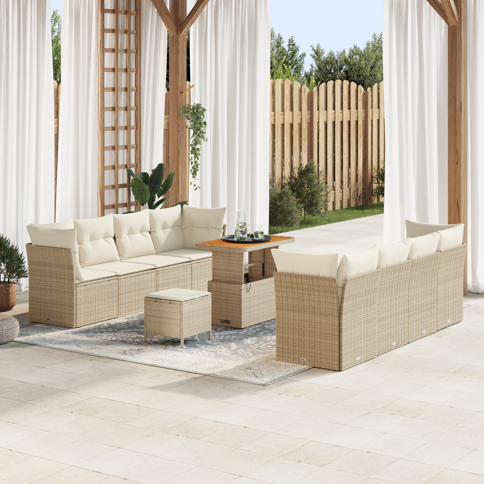vidaXL Set de canapele pentru grădină cu pernă 11 pcs bej și crem vidaXL Set de canapele pentru grădină cu pernă 11 pcs bej și crem