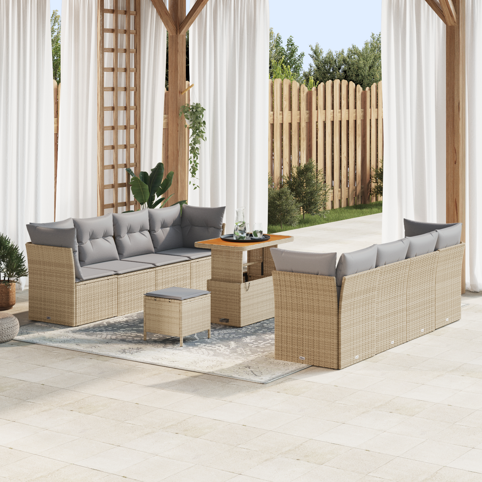 vidaXL Set de canapele pentru grădină Manual 11 pcs bej și gri deschis