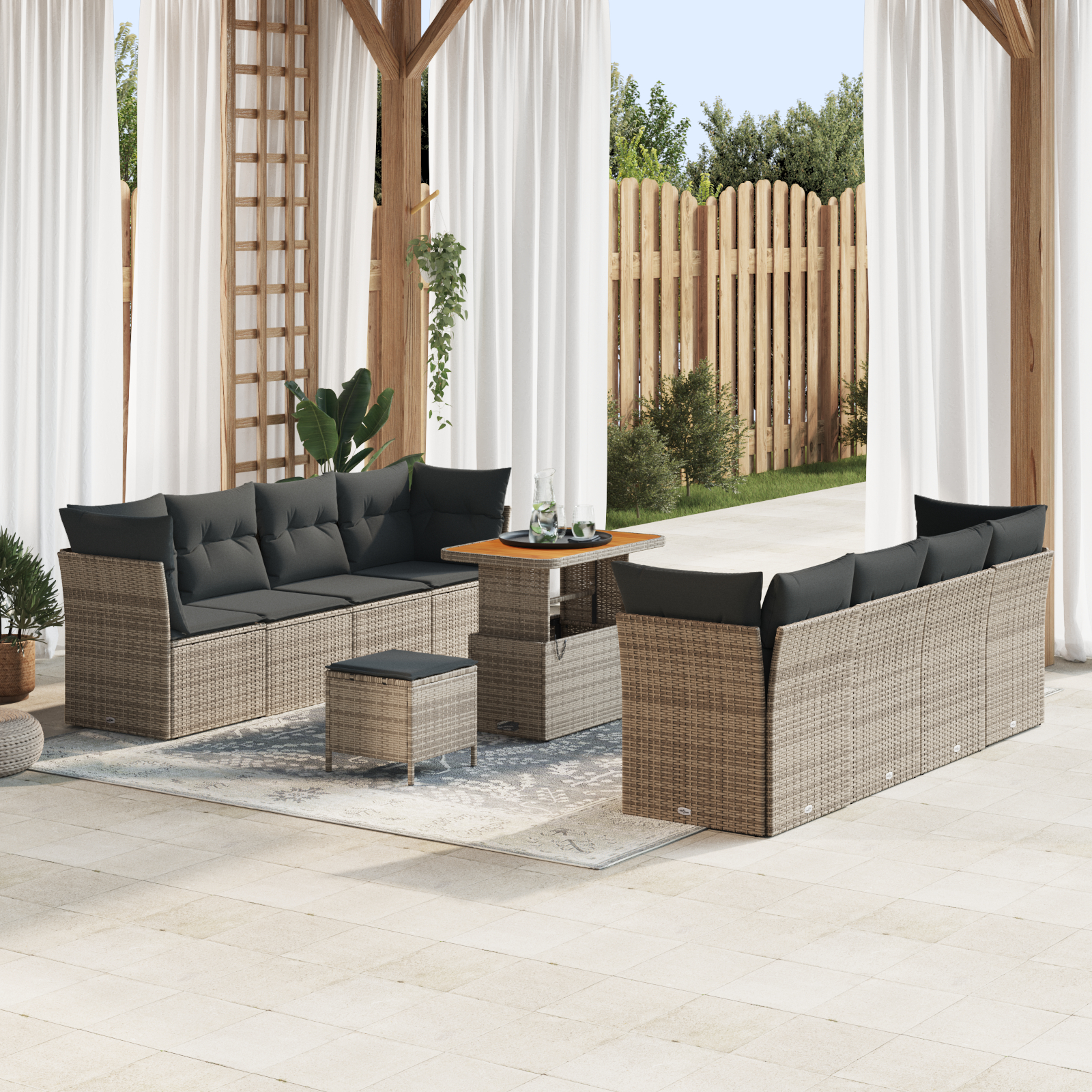 vidaXL Set de canapele pentru grădină 11 pcs Gri 90 x 55 x 71 cm
