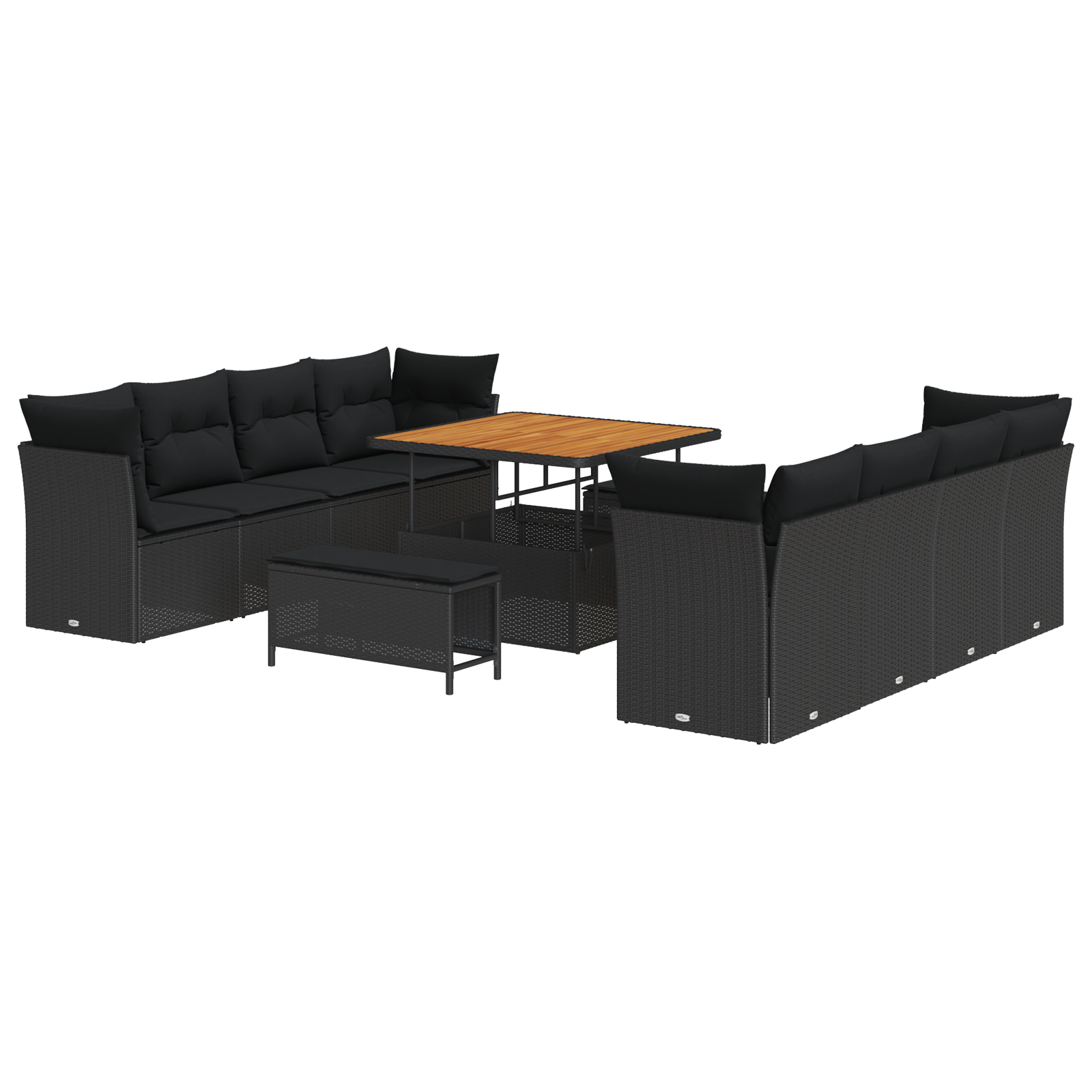 vidaXL Set de canapele pentru grădină 11 pcs Negru 100 x 100 x 71 cm
