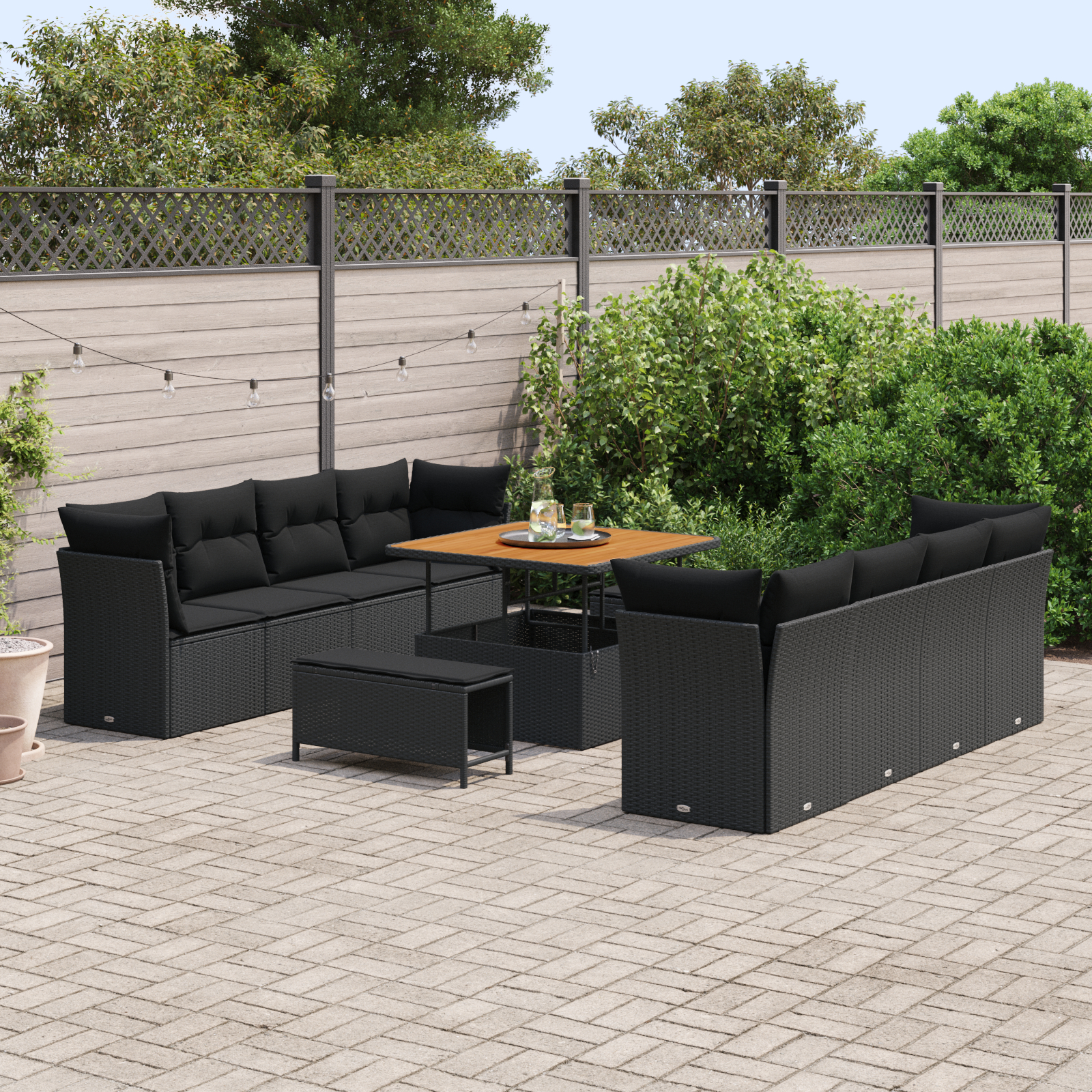 vidaXL Set de canapele pentru grădină 11 pcs Negru 100 x 100 x 71 cm