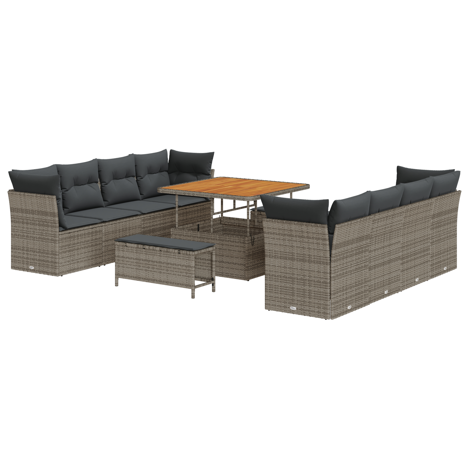 vidaXL Set de canapele pentru grădină 11 pcs Gri 100 x 100 x 71 cm vidaXL Set de canapele pentru grădină 11 pcs Gri 100 x 100 x 71 cm