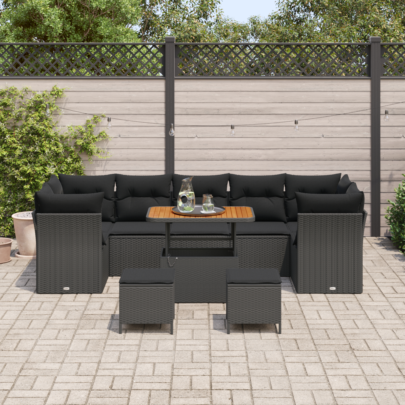 vidaXL Set de canapele pentru grădină 10 pcs Negru 90 x 55 x 71 cm vidaXL Set de canapele pentru grădină 10 pcs Negru 90 x 55 x 71 cm