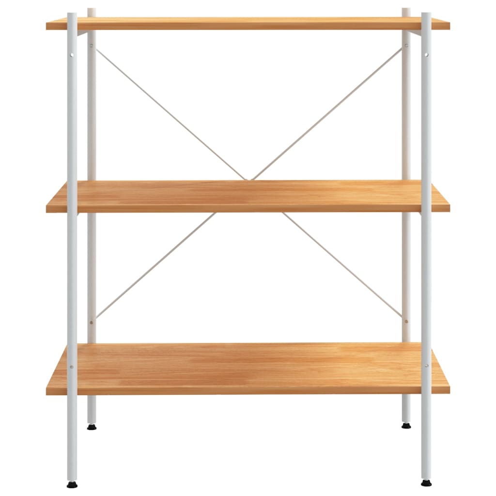 vidaXL Unitate de rafturi pe 3 niveluri, alb și stejar, 80x40x92 cm vidaXL Unitate de rafturi pe 3 niveluri, alb și stejar, 80x40x92 cm
