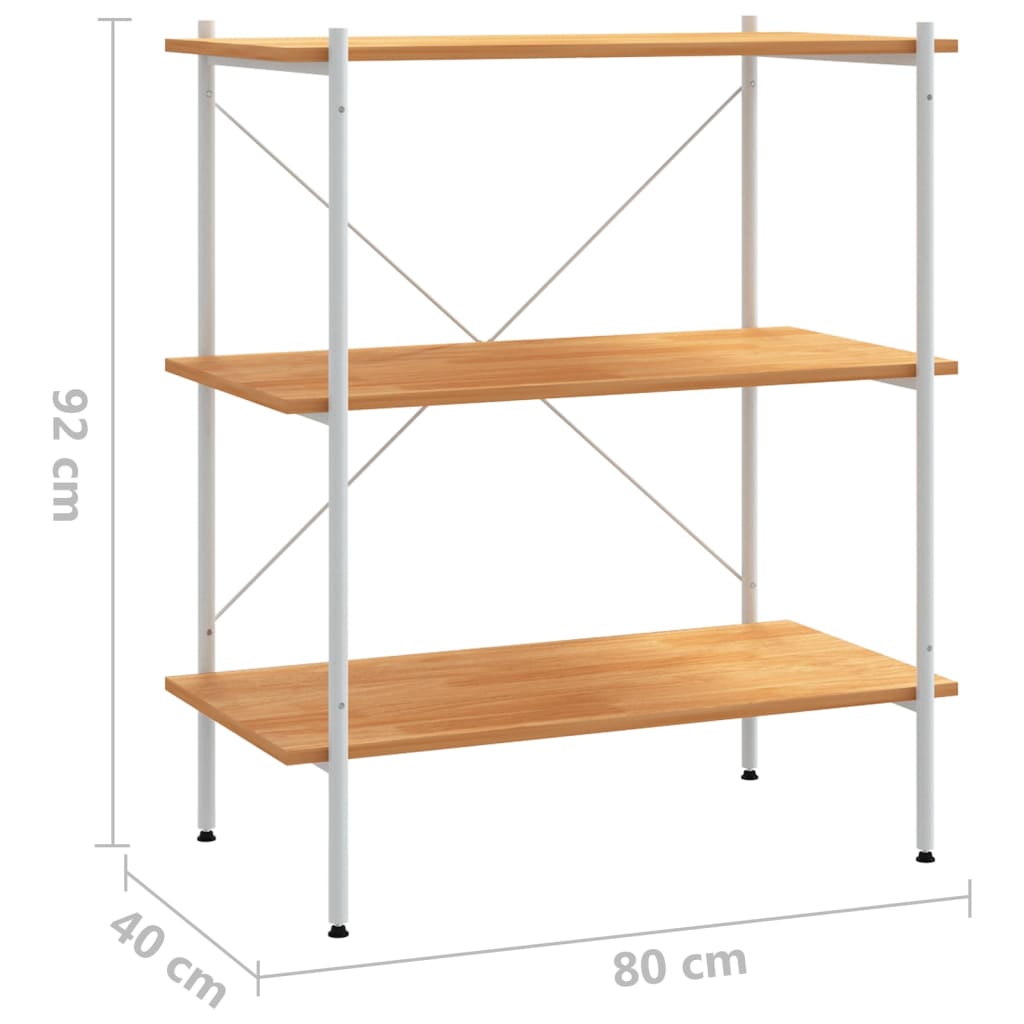 vidaXL Unitate de rafturi pe 3 niveluri, alb și stejar, 80x40x92 cm vidaXL Unitate de rafturi pe 3 niveluri, alb și stejar, 80x40x92 cm