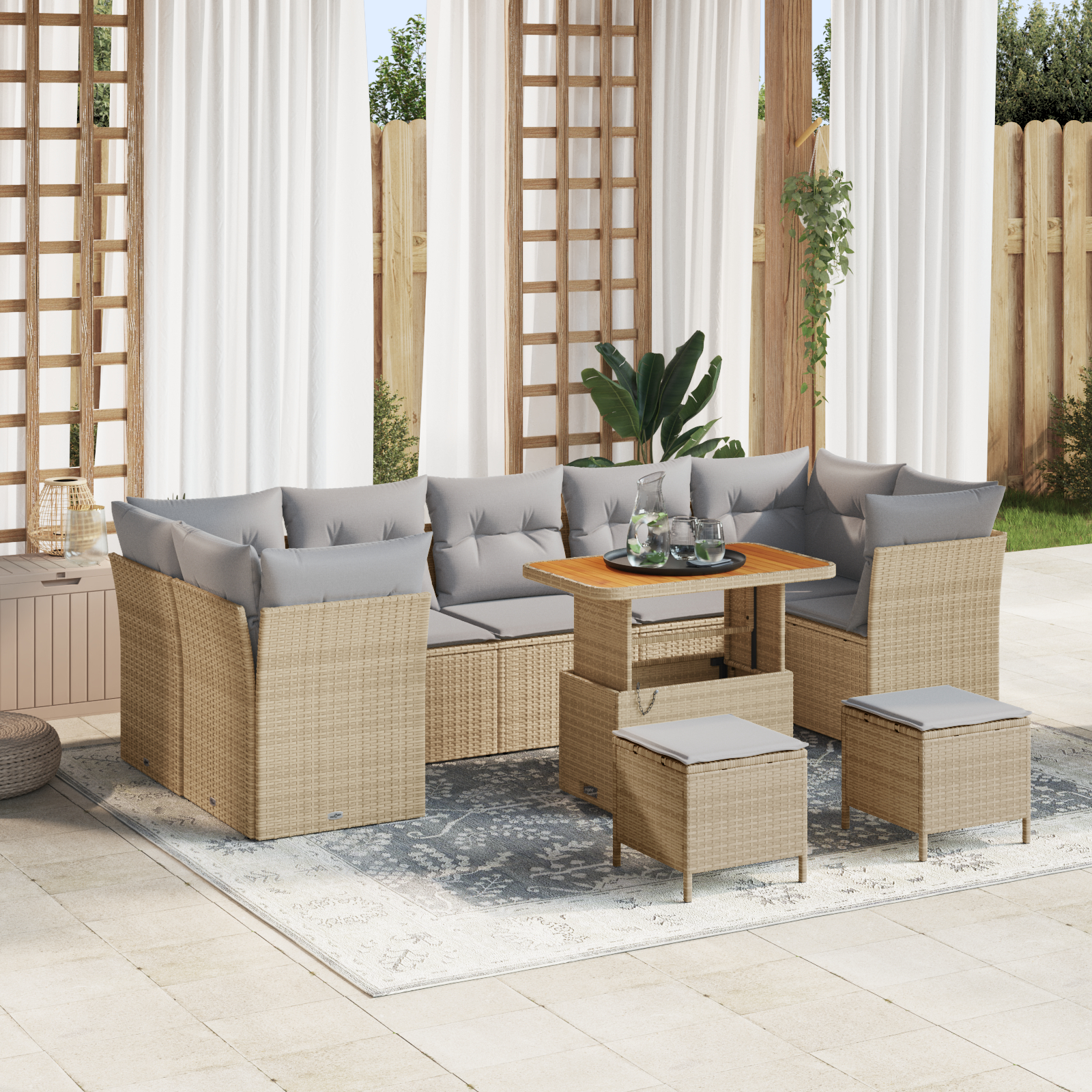 vidaXL Set de canapele pentru grădină Manual 10 pcs bej și gri deschis