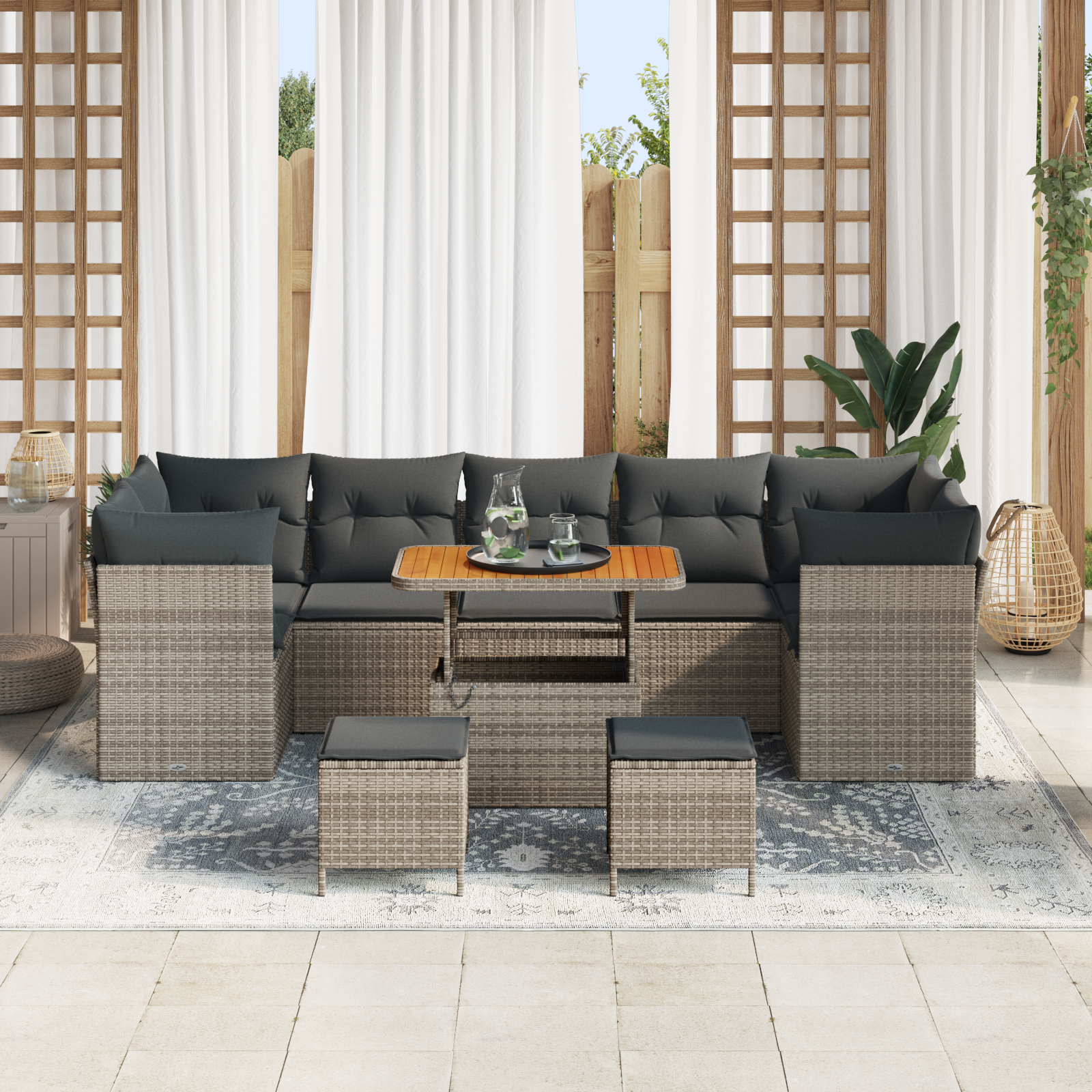 vidaXL Set de canapele pentru grădină 10 pcs Gri 90 x 55 x 71 cm vidaXL Set de canapele pentru grădină 10 pcs Gri 90 x 55 x 71 cm