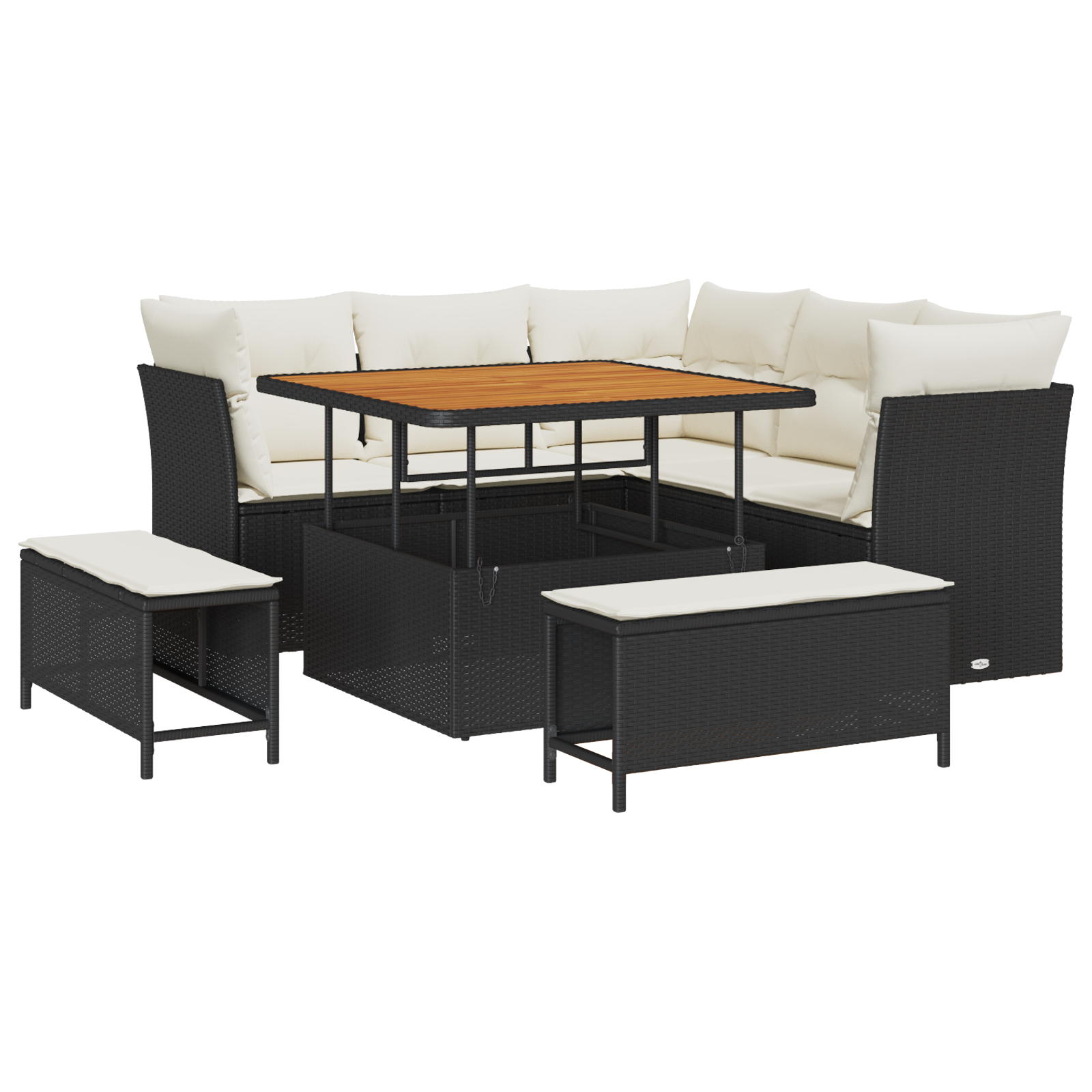 vidaXL Set de canapele pentru grădină cu pernă 8 pcs negru și crem