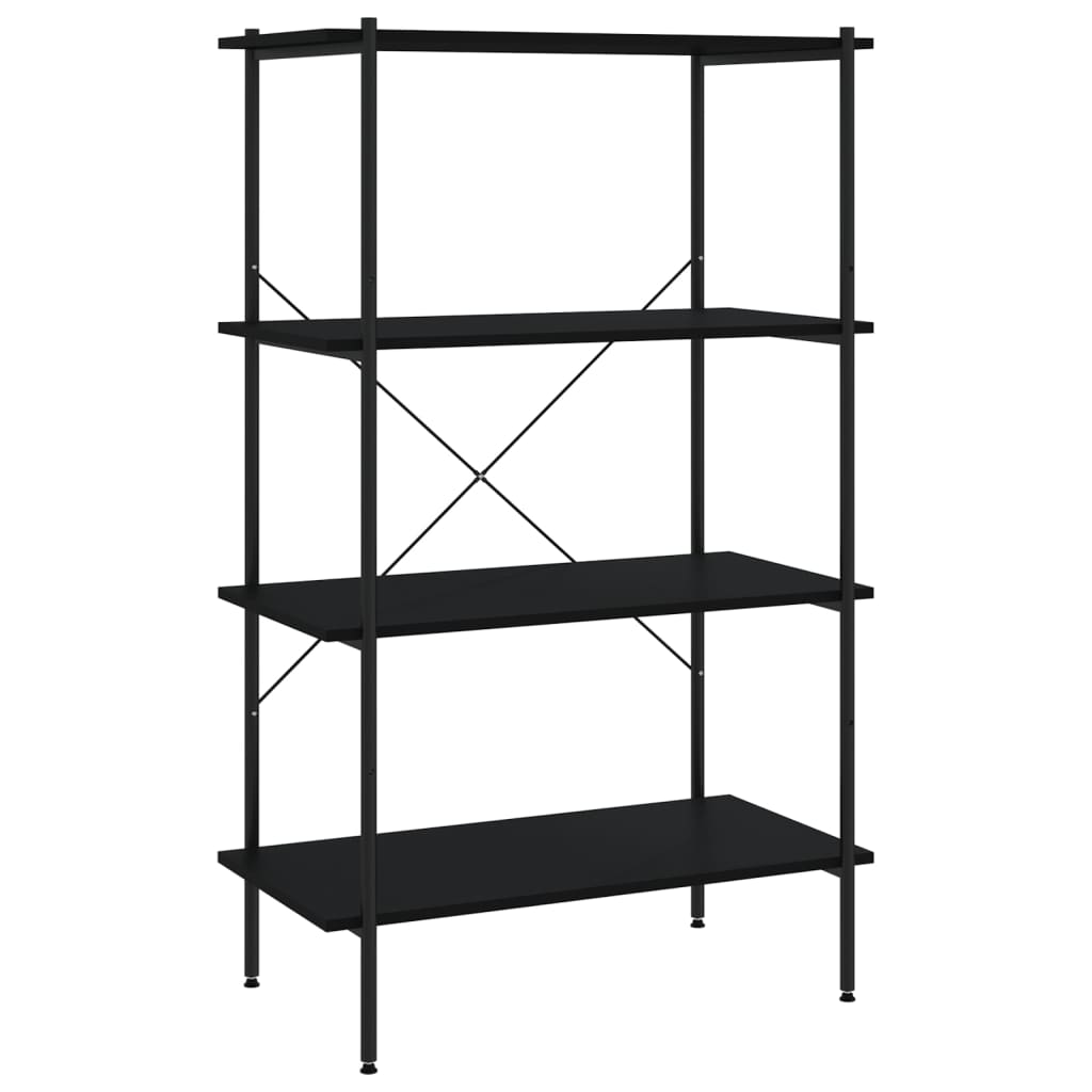 vidaXL Unitate cu rafturi pe 4 niveluri, negru, 80x40x130 cm vidaXL Unitate cu rafturi pe 4 niveluri, negru, 80x40x130 cm