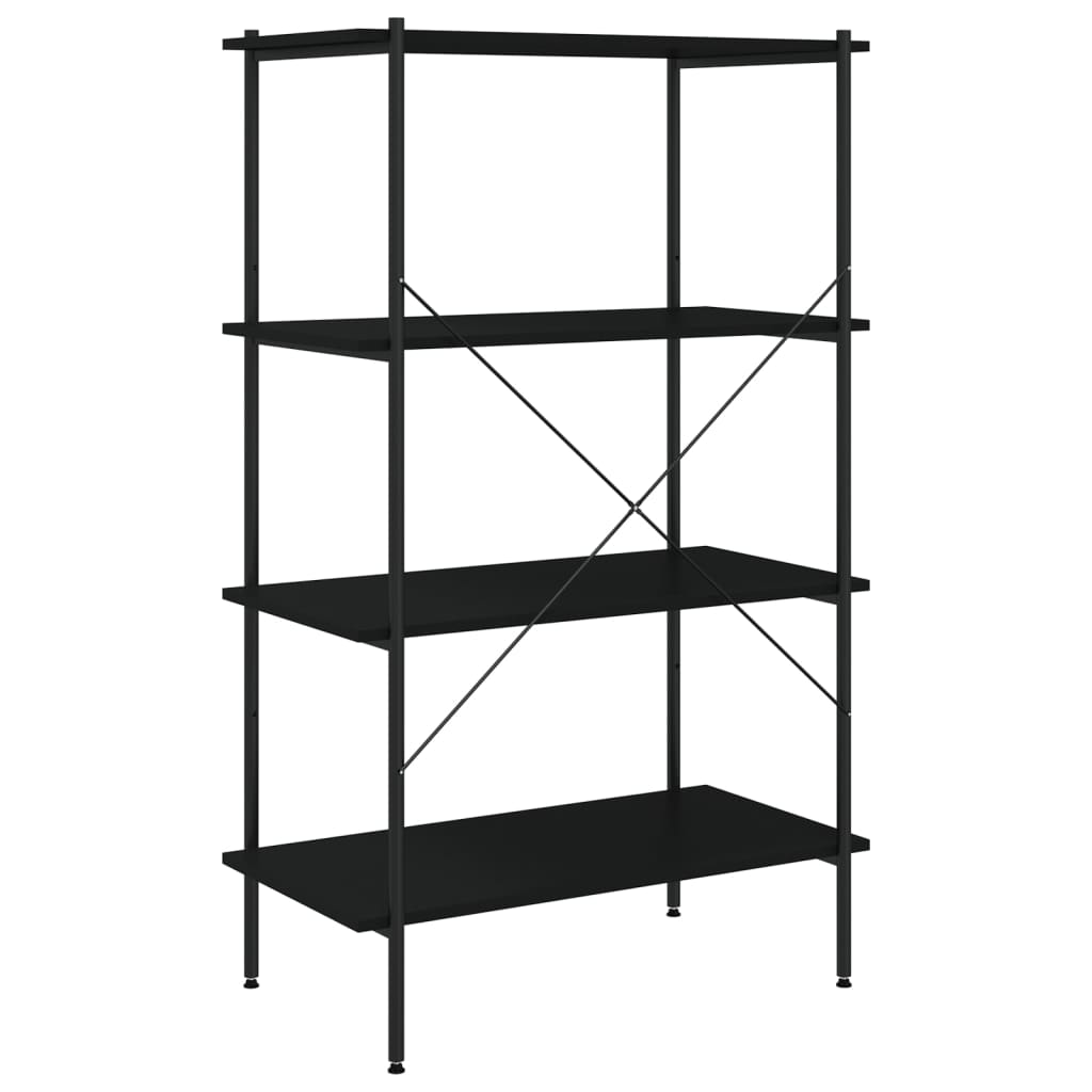 vidaXL Unitate cu rafturi pe 4 niveluri, negru, 80x40x130 cm vidaXL Unitate cu rafturi pe 4 niveluri, negru, 80x40x130 cm