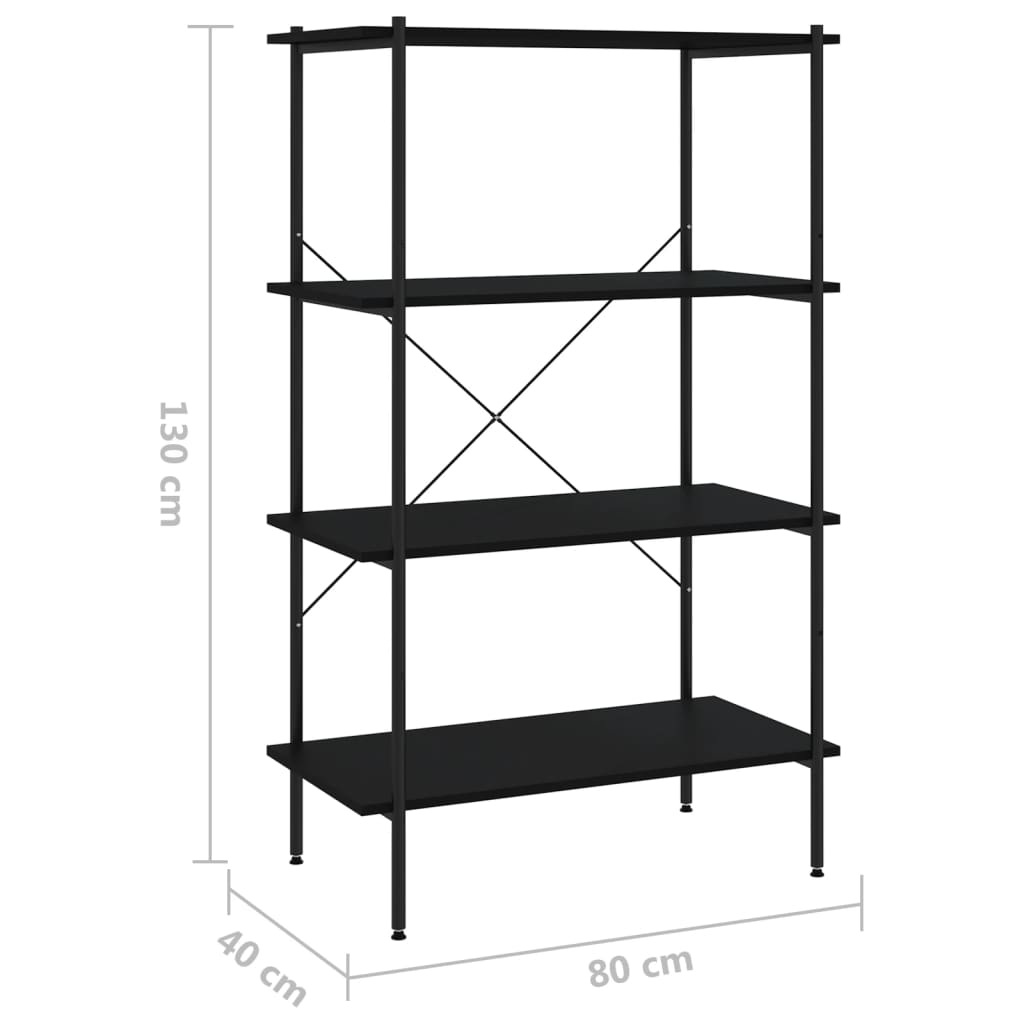 vidaXL Unitate cu rafturi pe 4 niveluri, negru, 80x40x130 cm vidaXL Unitate cu rafturi pe 4 niveluri, negru, 80x40x130 cm