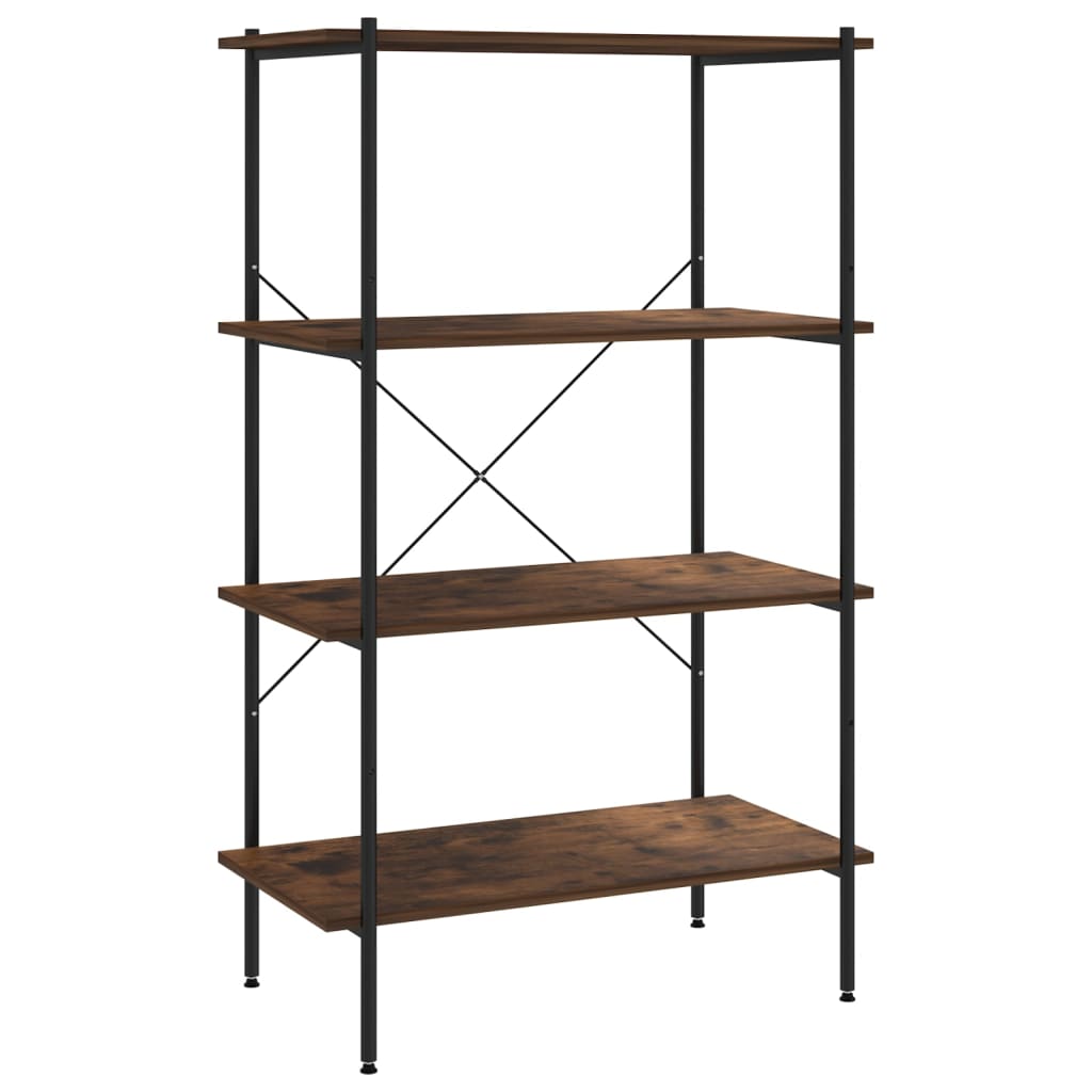 vidaXL Unitate de rafturi pe 4 niveluri negru și natural, 80x40x130 cm vidaXL Unitate de rafturi pe 4 niveluri negru și natural, 80x40x130 cm